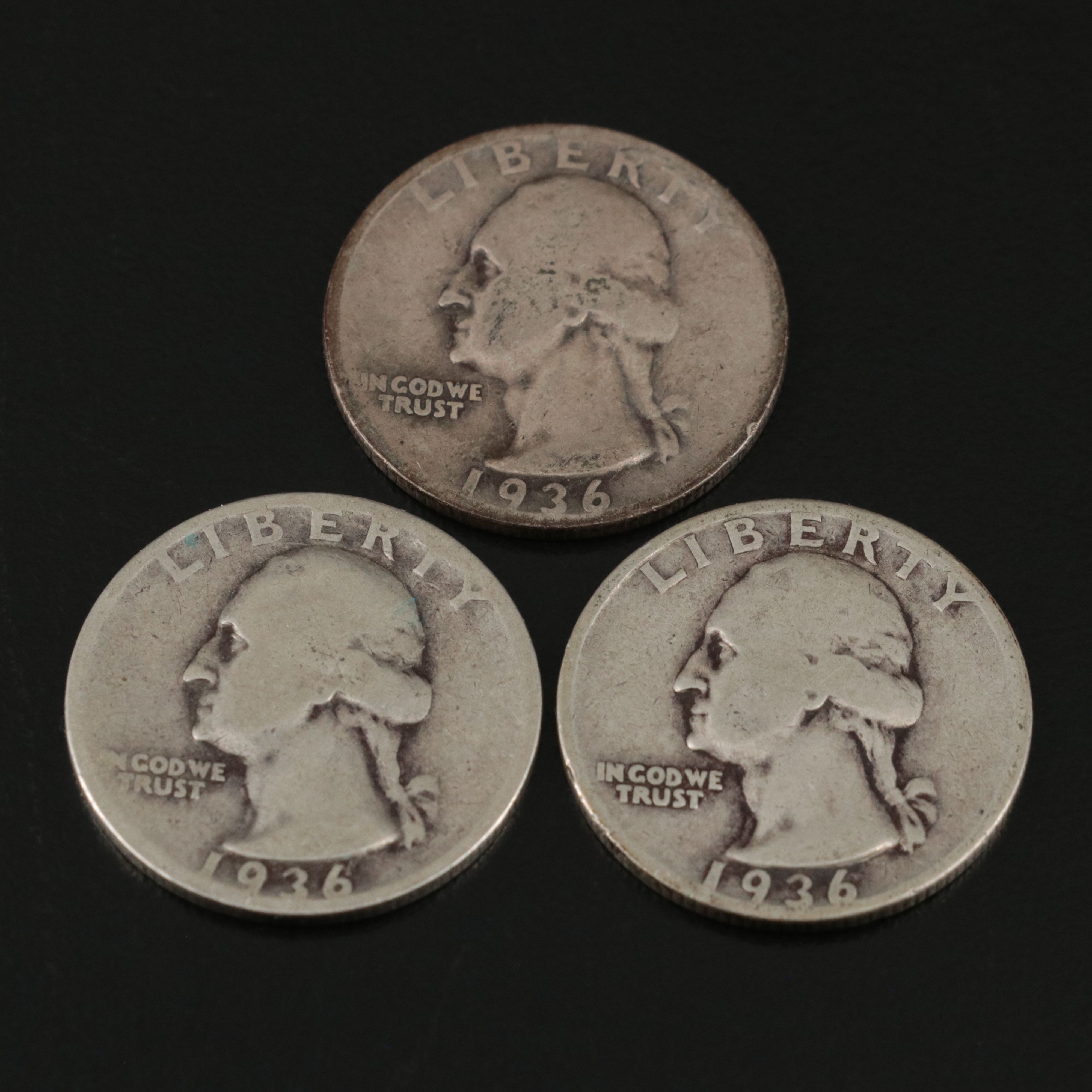 Key Date 1932-D and Six 1936-S Washington Silver Quarters