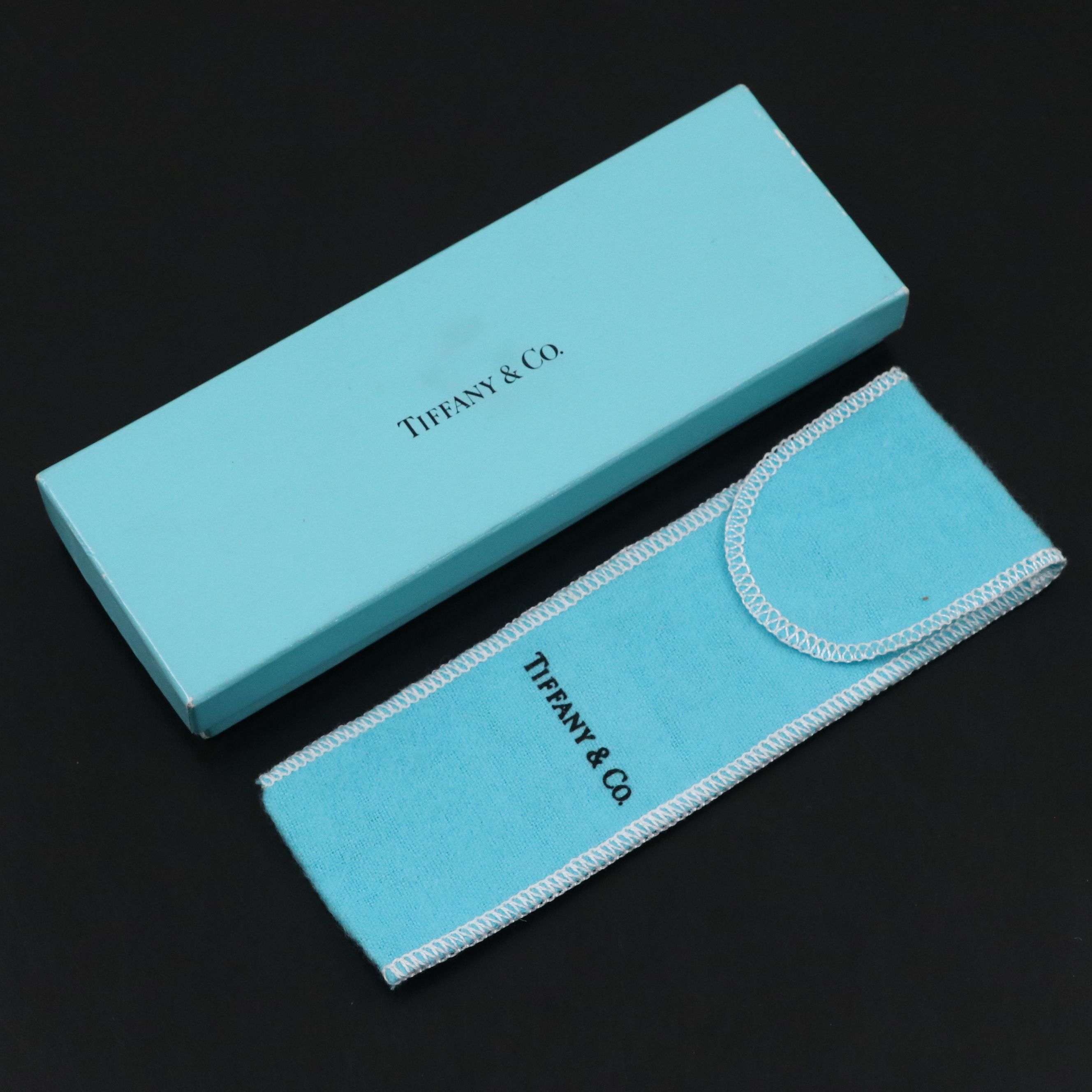 Tiffany & Co. T-Clip Sterling Silver Ballpoint Pen with Case and Cloth Pouch