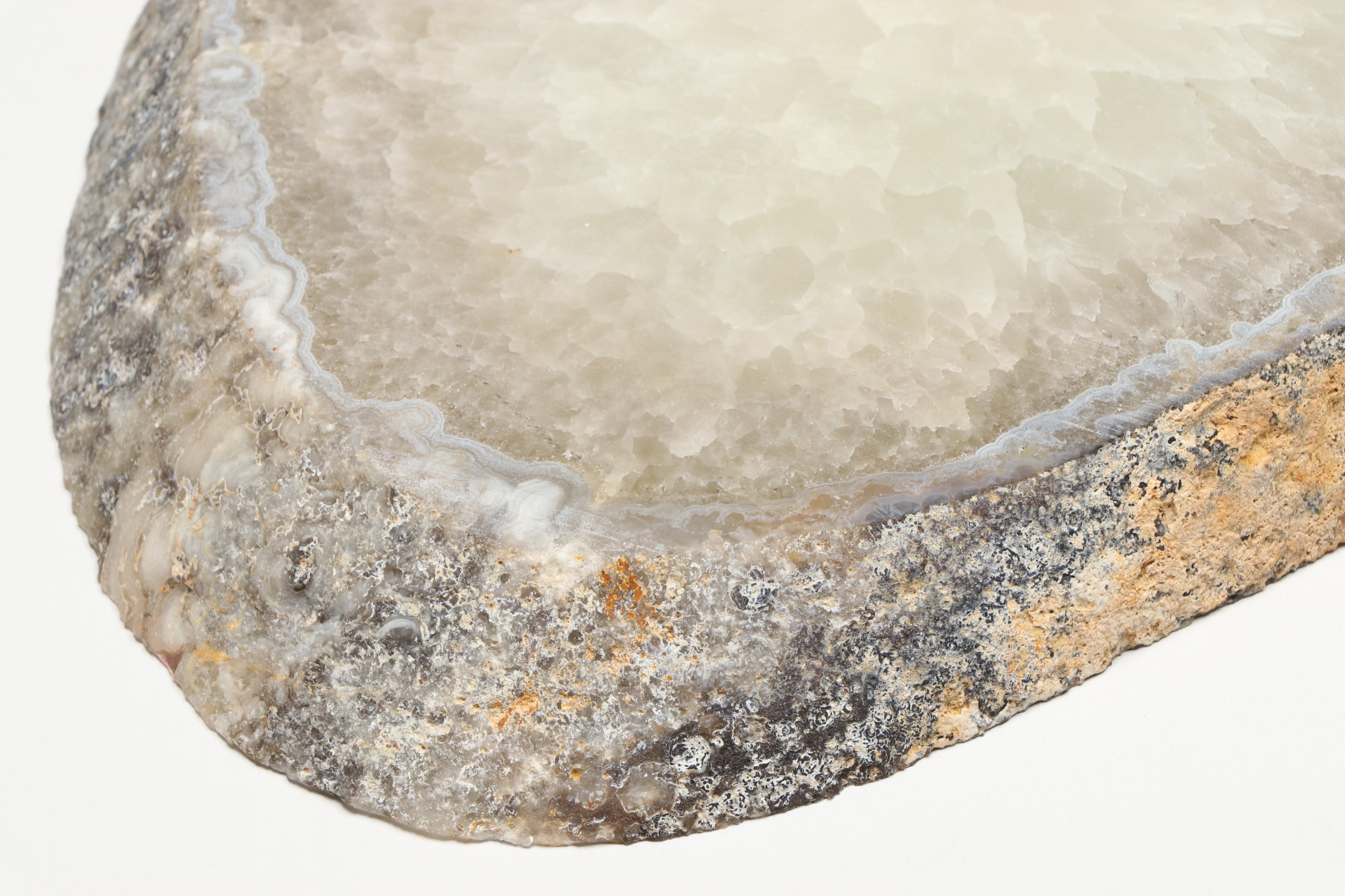 Natural Agate and Quartz Geode Slab Specimen