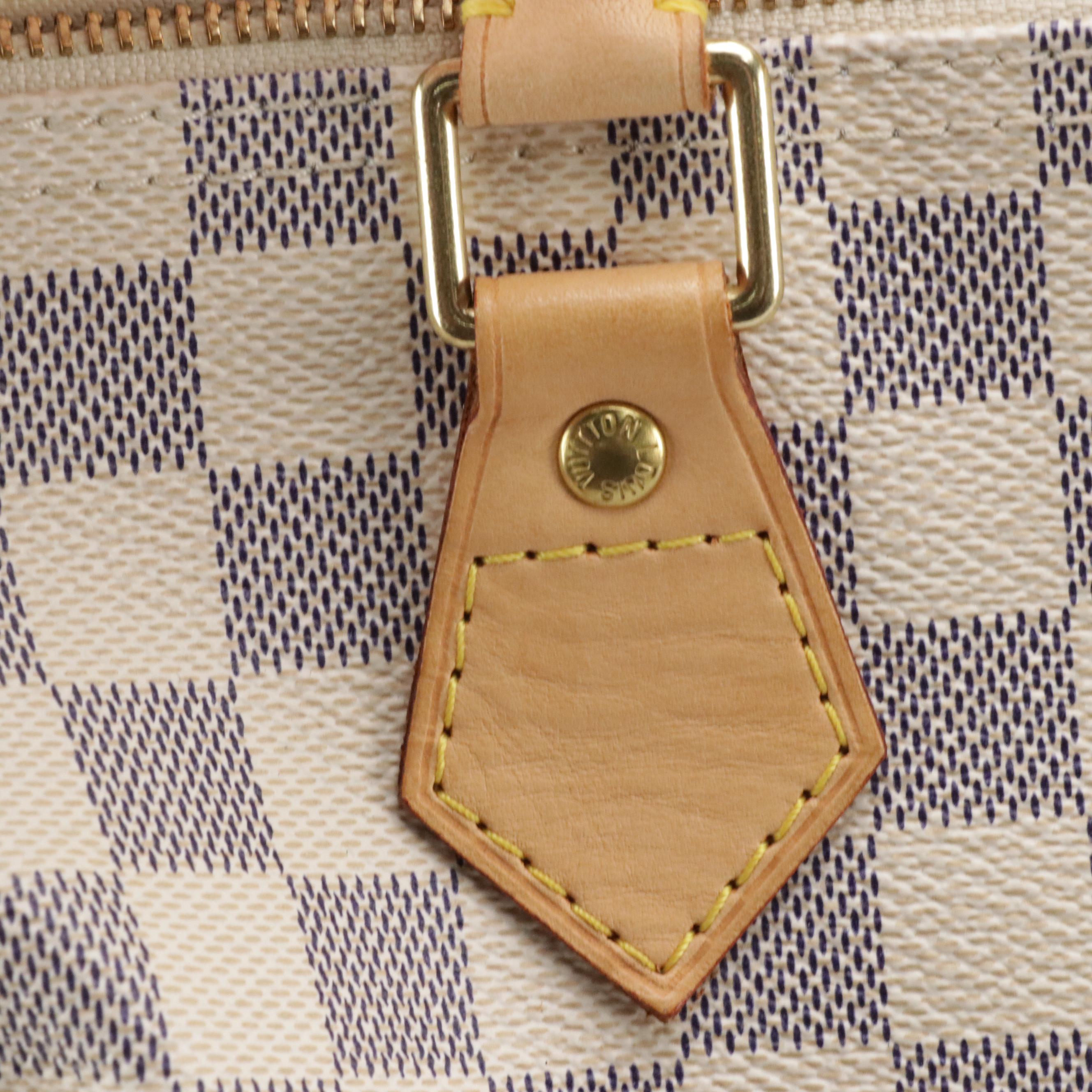 Louis Vuitton Speedy 30 Boston Bag in Damier Azur Canvas and Vachetta Leather