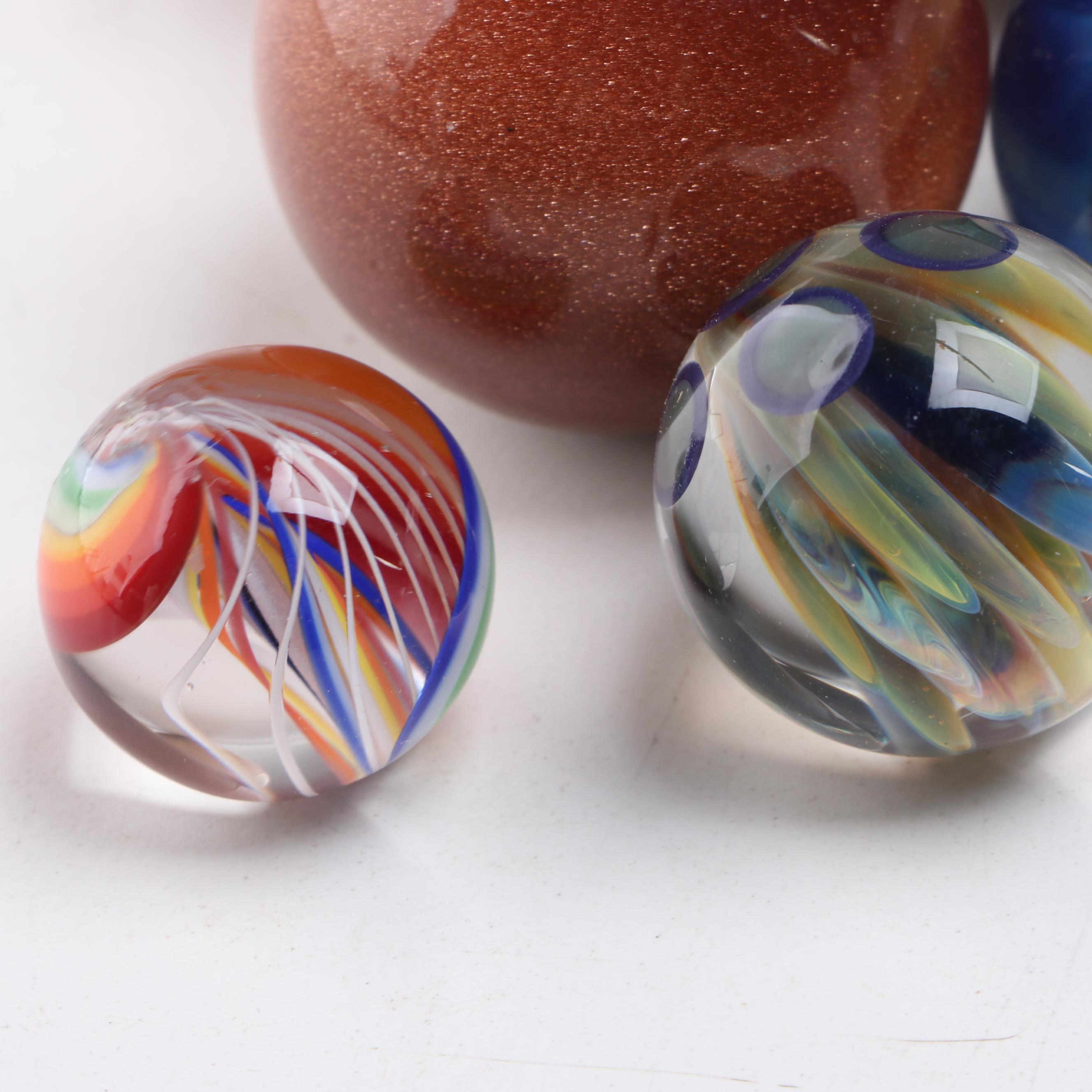 Hot House Black Aventurine Stripe and Other Studio Art Glass Marbles