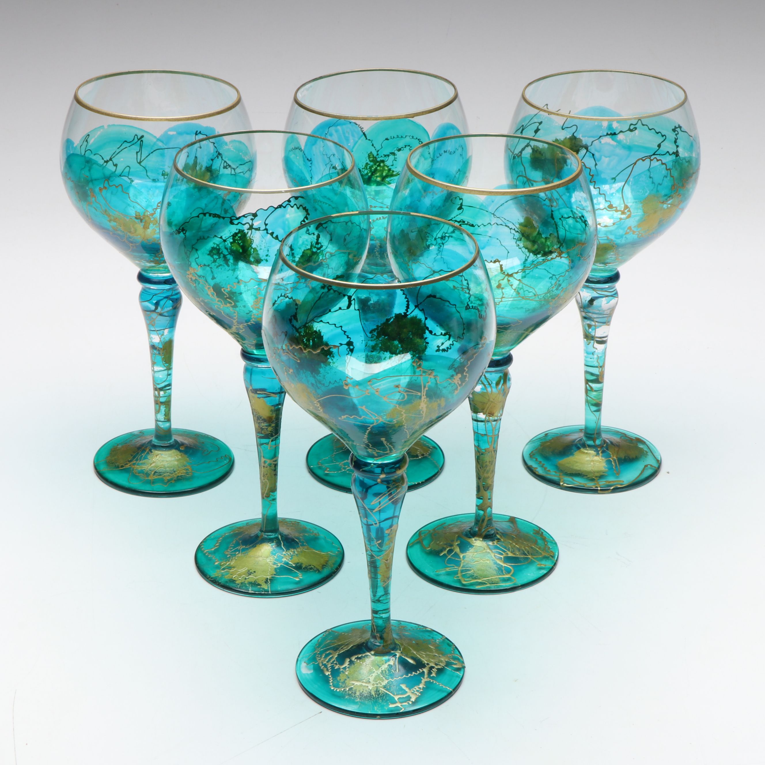 Euroglass Romania Hand Blown Art Glass Stemware