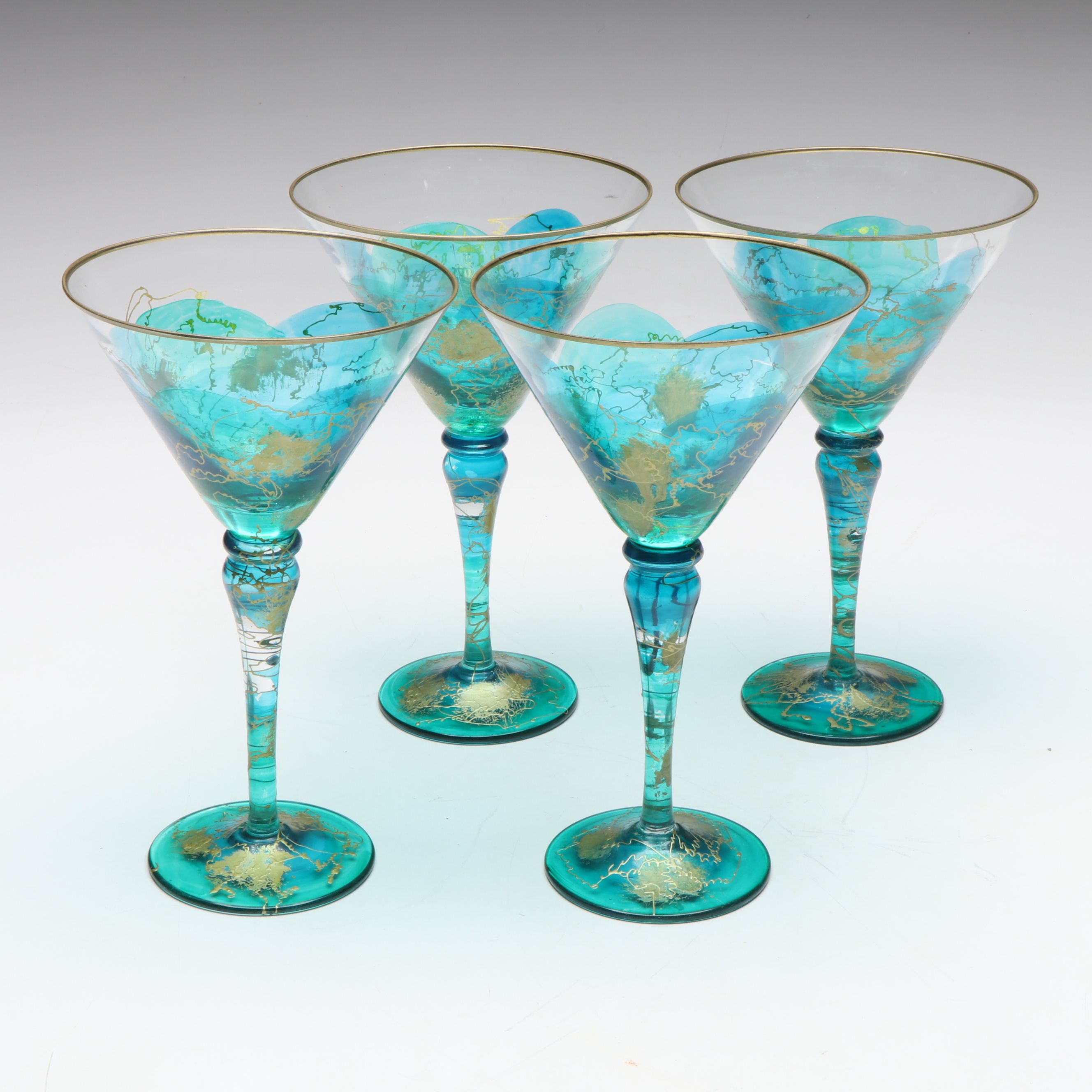 Euroglass Romania Hand Blown Art Glass Stemware