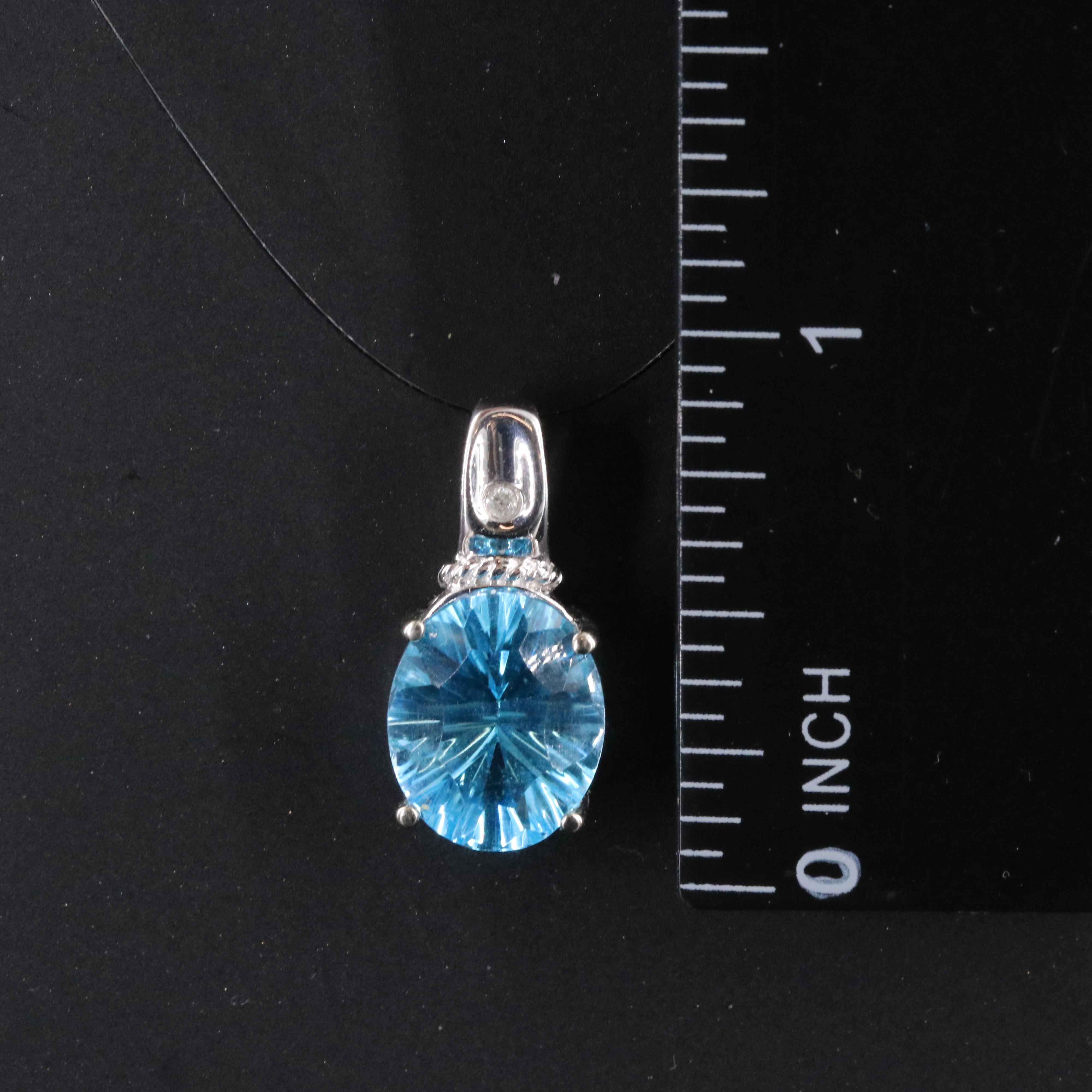 10K Swiss Blue Topaz and Diamond Pendant