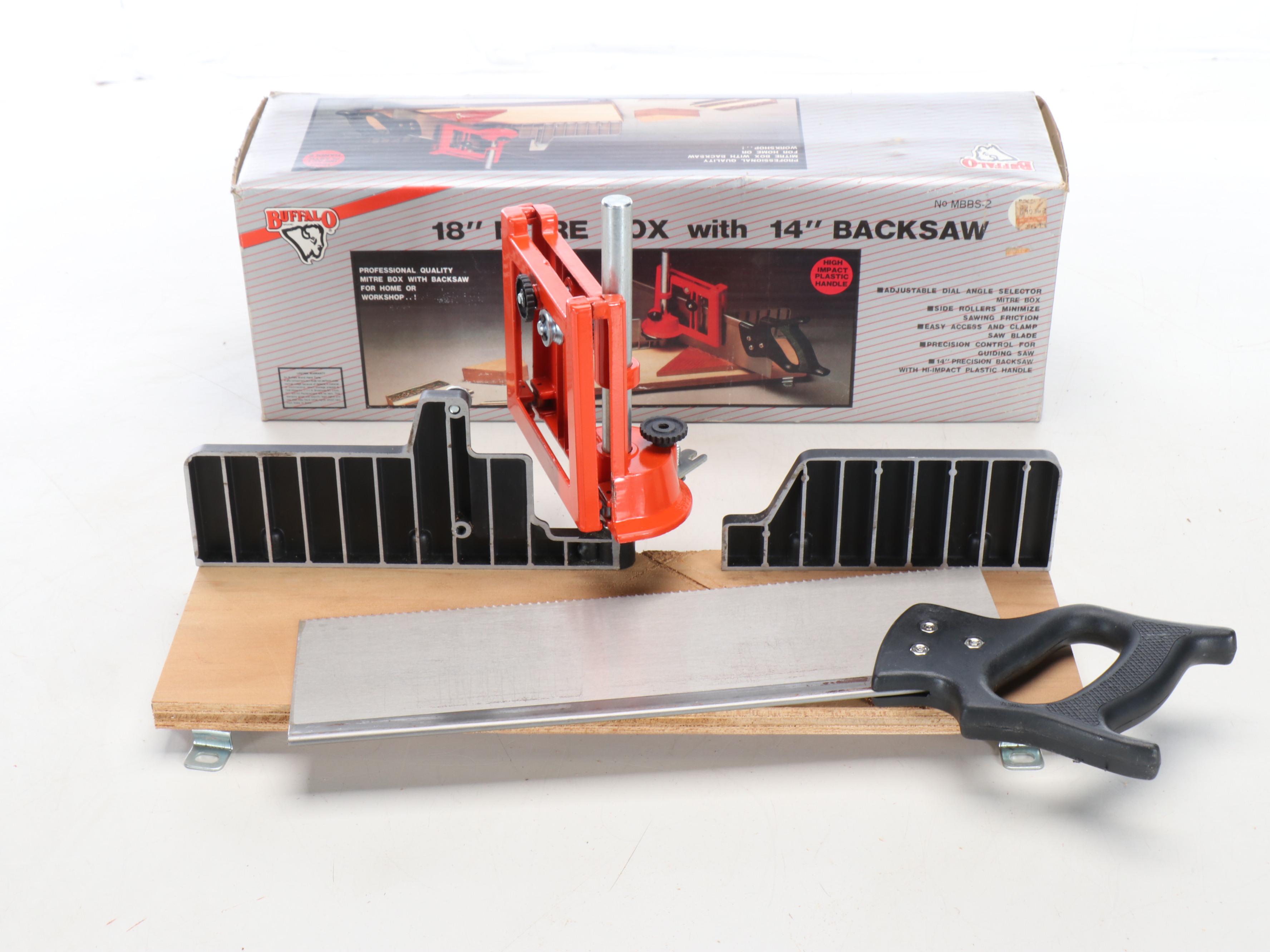 StableMate Miter Saw Tool Stand with Buffalo Miter Box and Backsaw