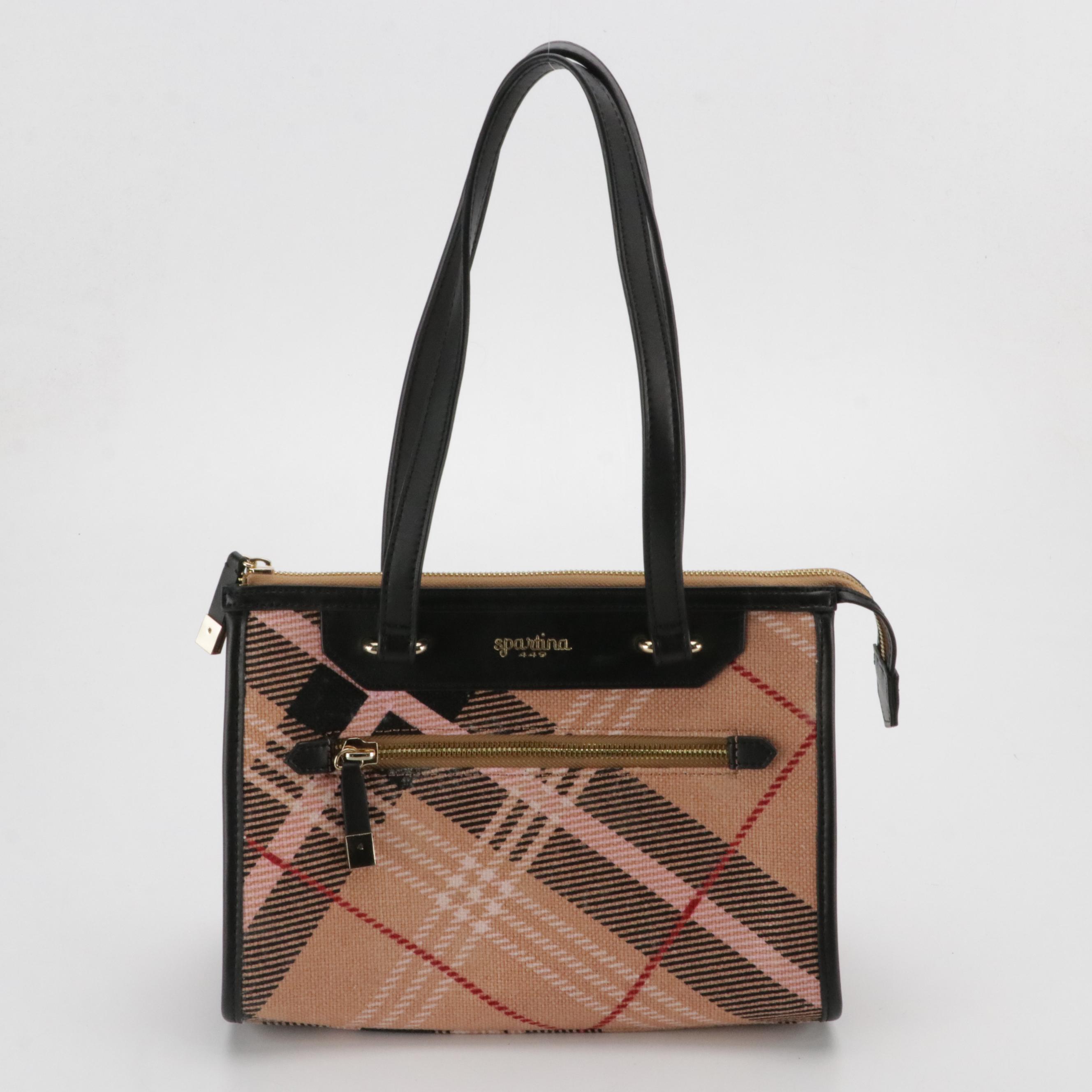 Cole Haan Snakeskin Leather Hobo Shoulder Bag and Spartina Plaid Canvas Zip Tote