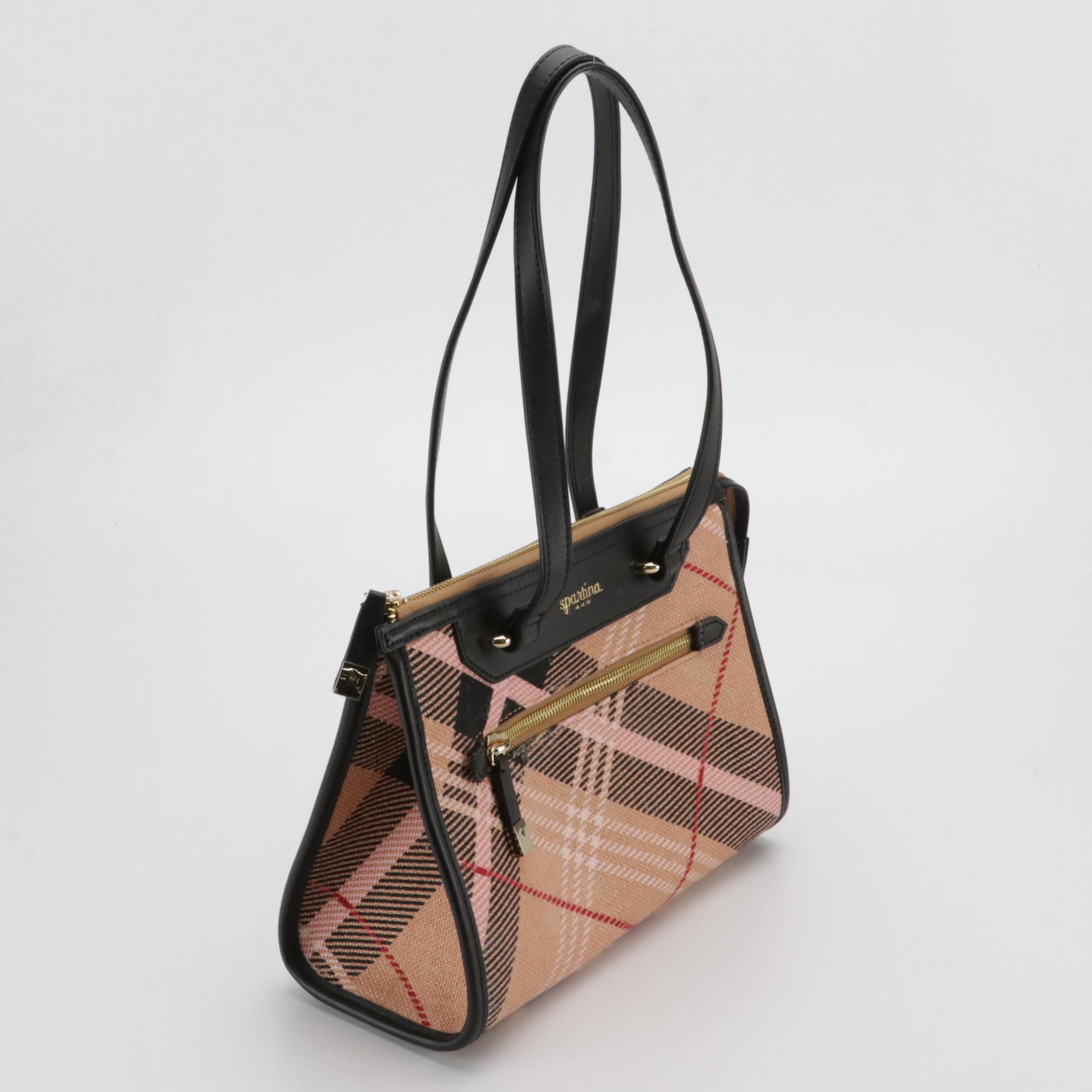 Cole Haan Snakeskin Leather Hobo Shoulder Bag and Spartina Plaid Canvas Zip Tote