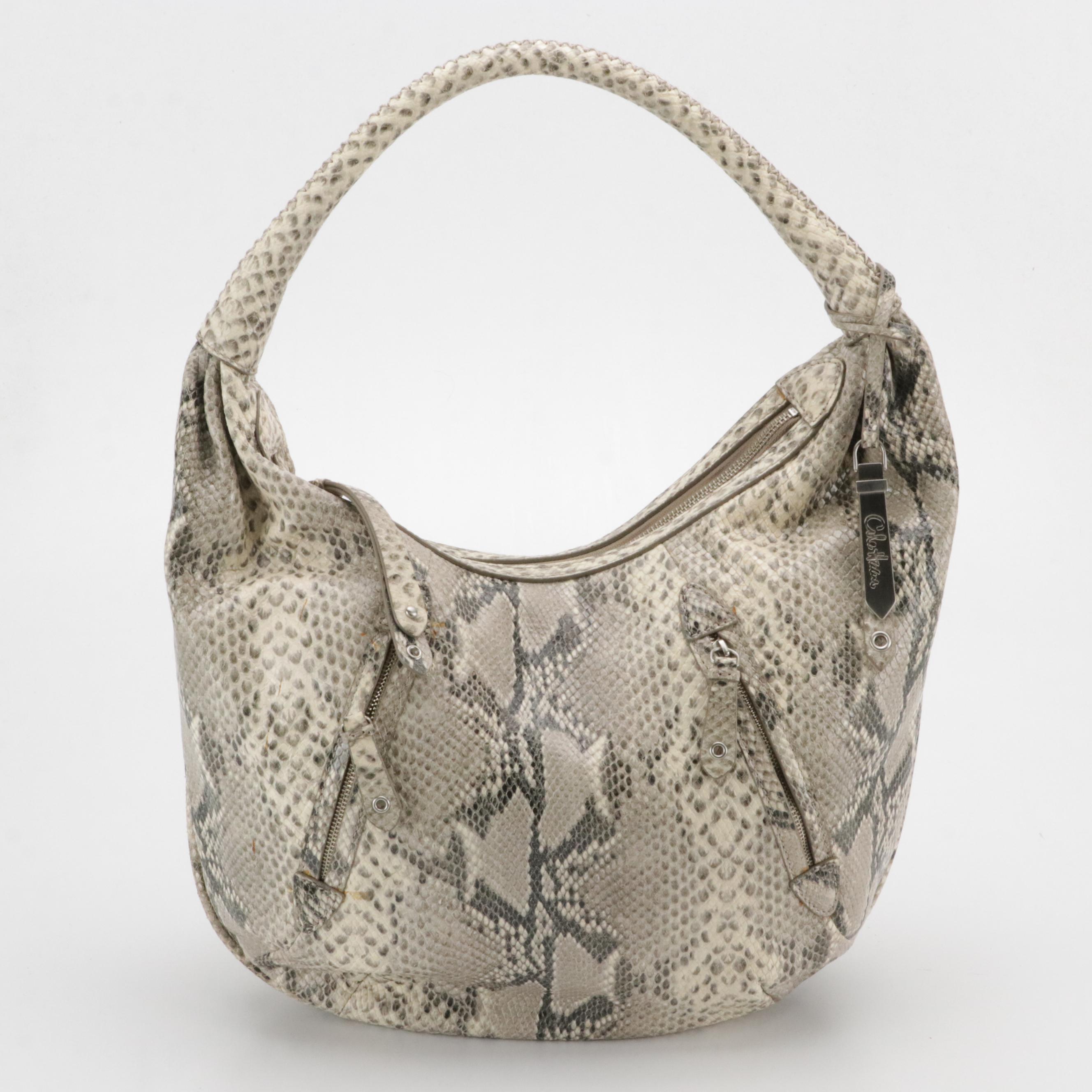 Cole Haan Snakeskin Leather Hobo Shoulder Bag and Spartina Plaid Canvas Zip Tote