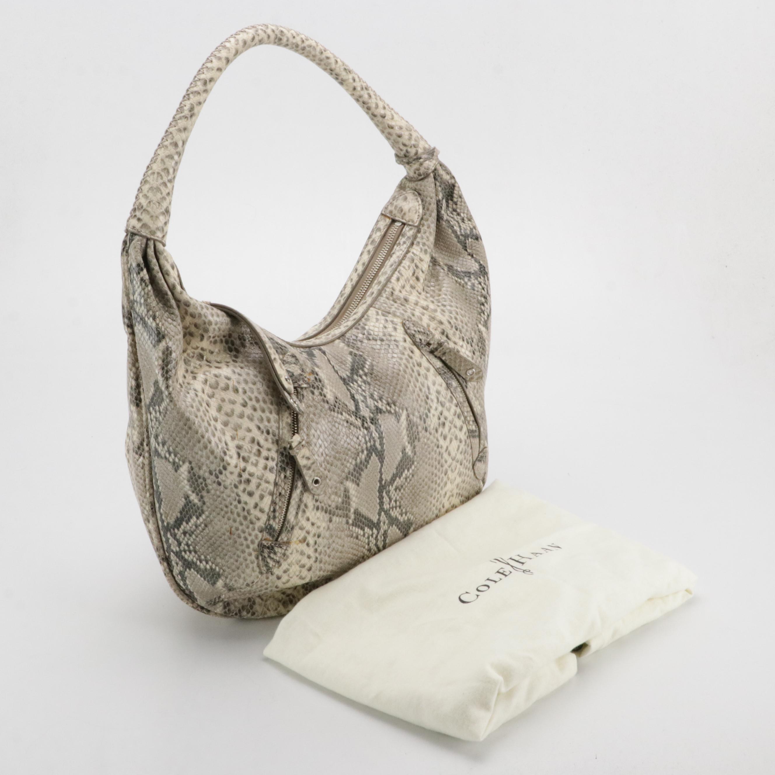 Cole Haan Snakeskin Leather Hobo Shoulder Bag and Spartina Plaid Canvas Zip Tote