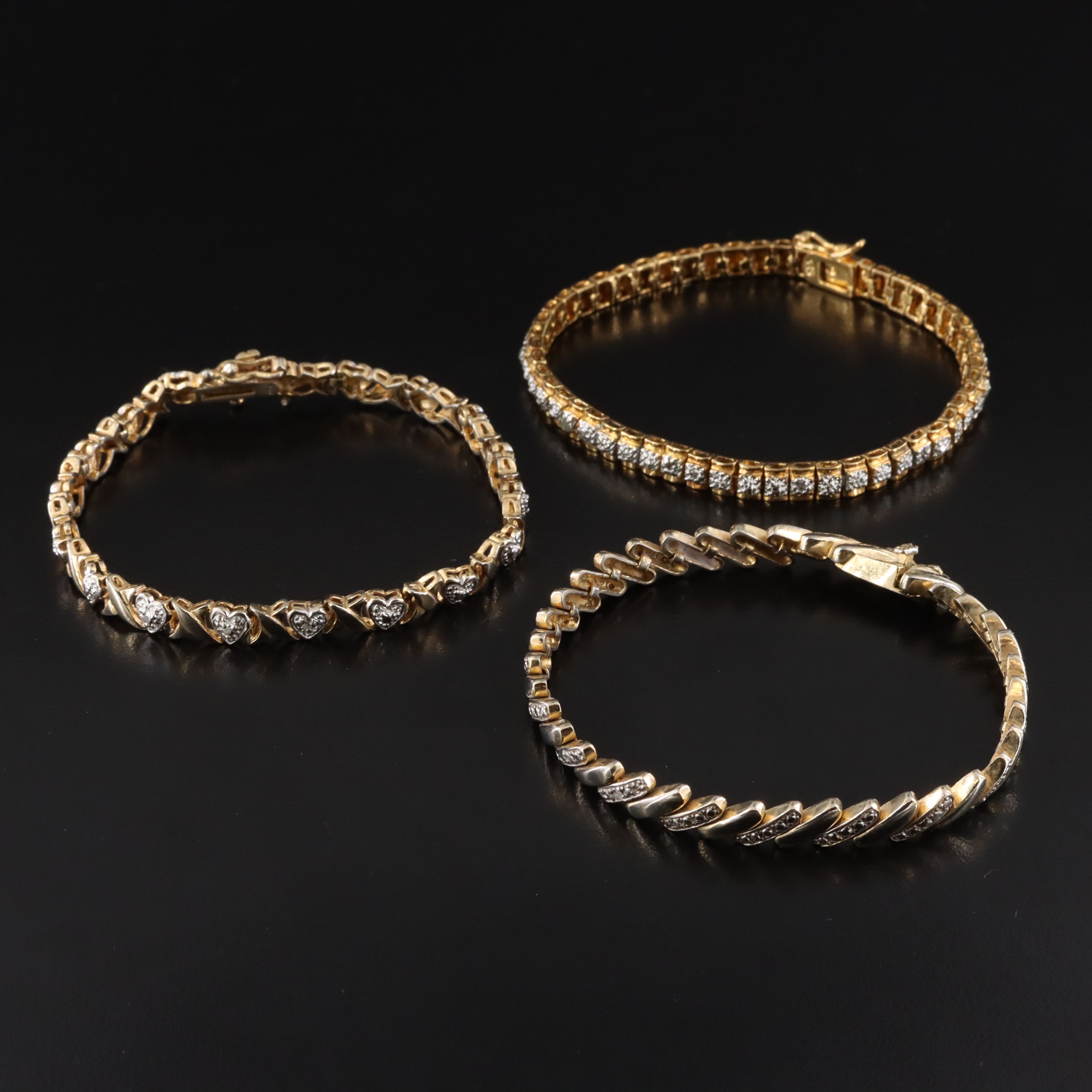 Sterling Diamond Bracelet Trio