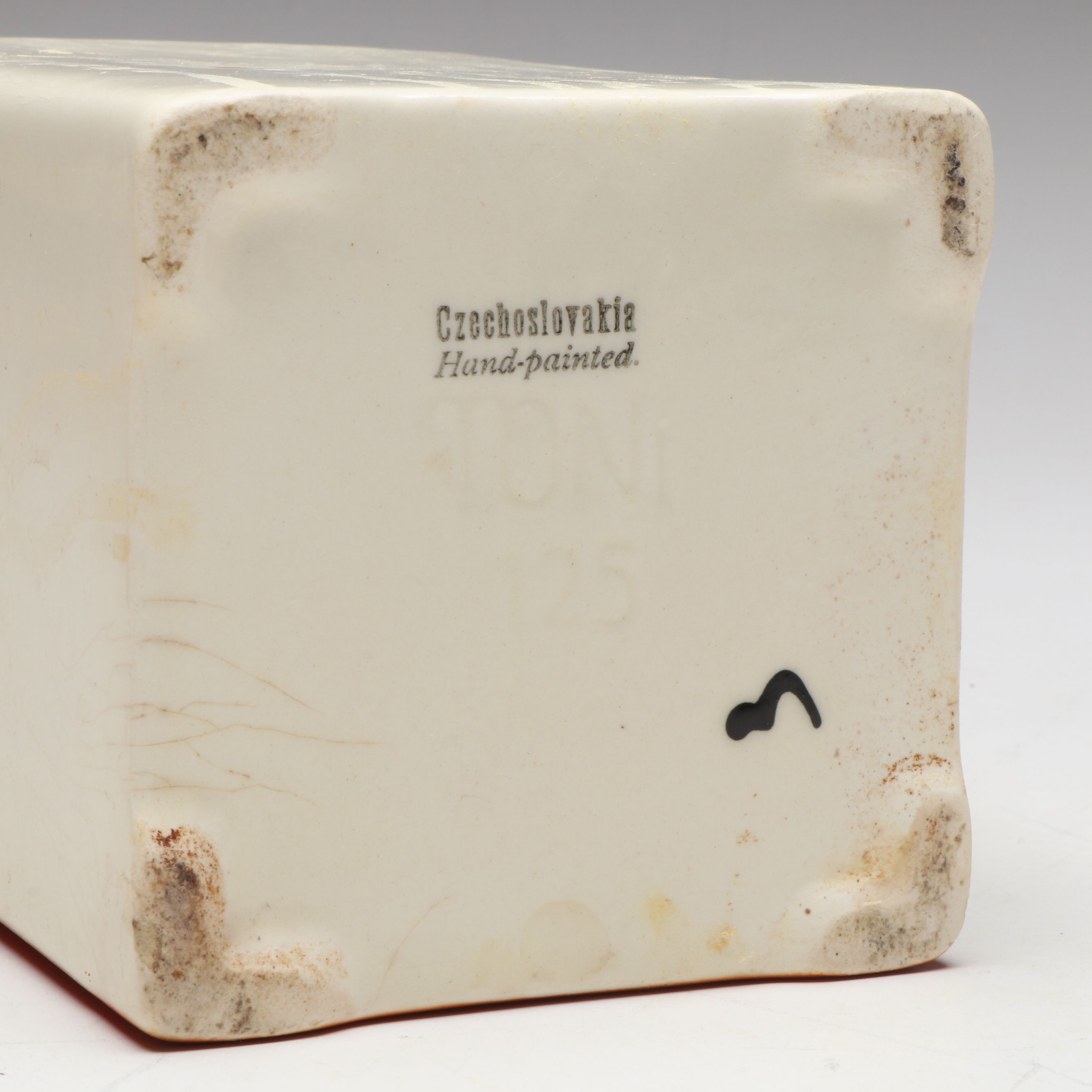 Czechoslovakian Hand-Painted Kitchen Canister Set with Oil and Vinegar Cruets