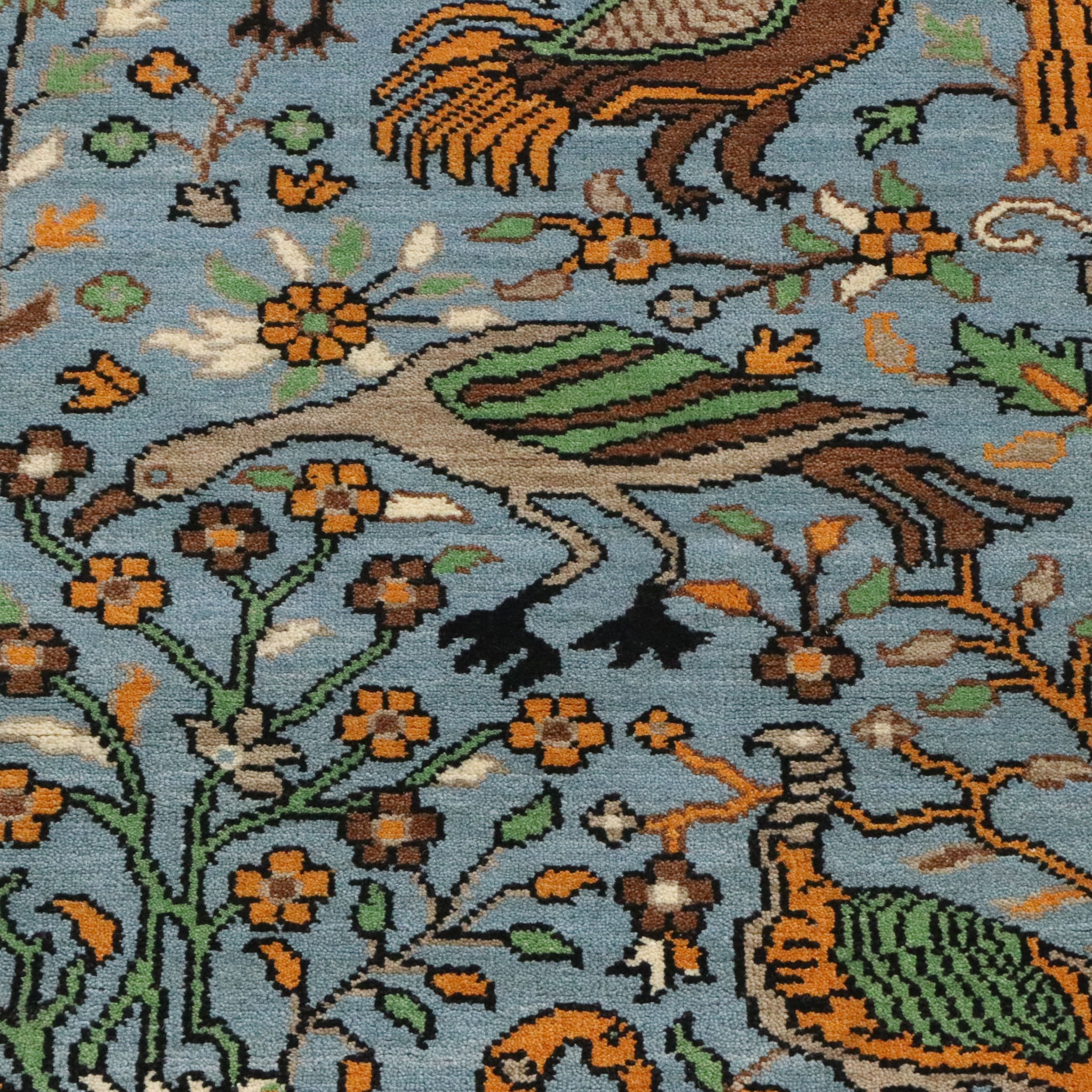 3' x 5'2 Hand-Knotted Indo-Persian Ziegler Pictorial Area Rug