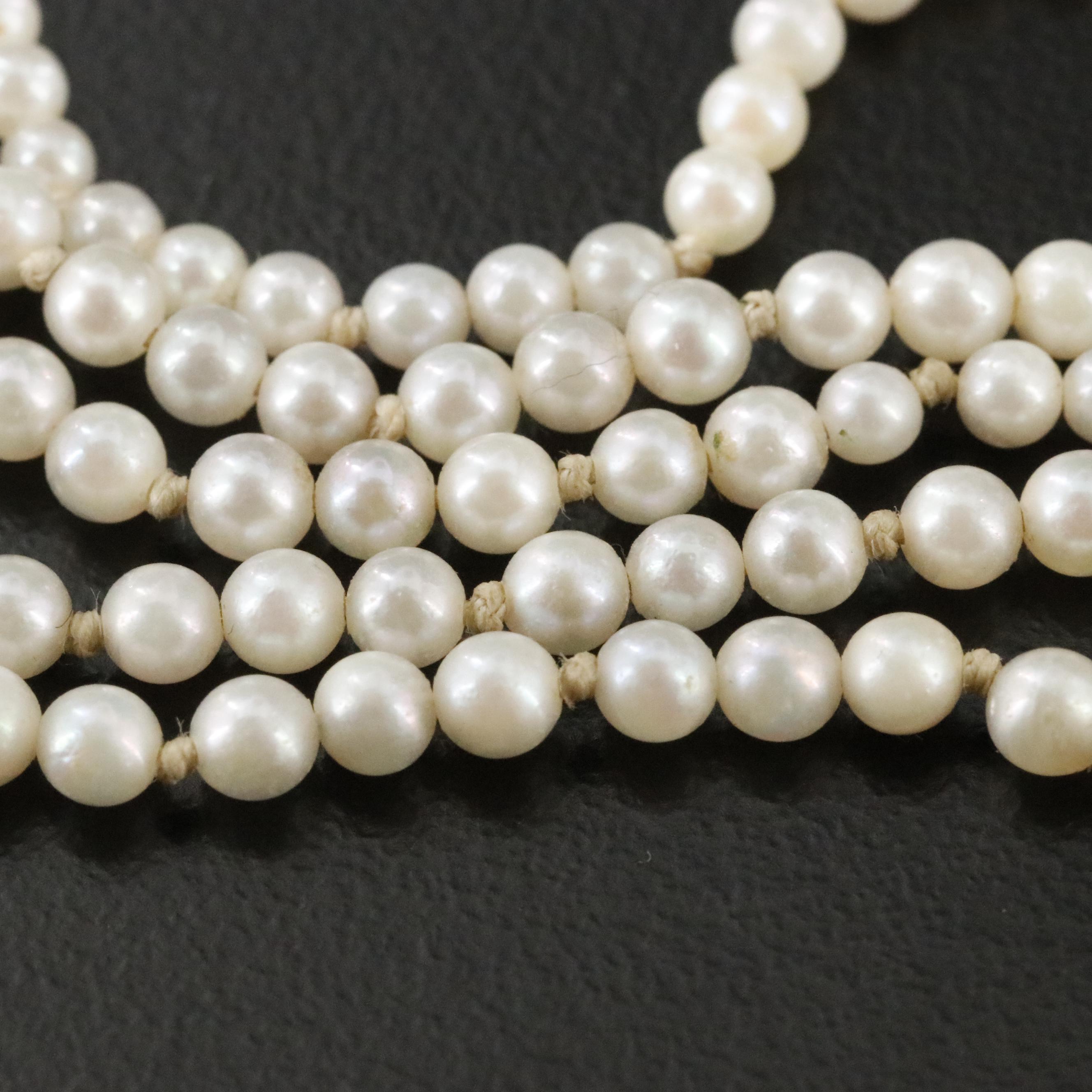Pearl Necklace with 14K Diamond Clasp