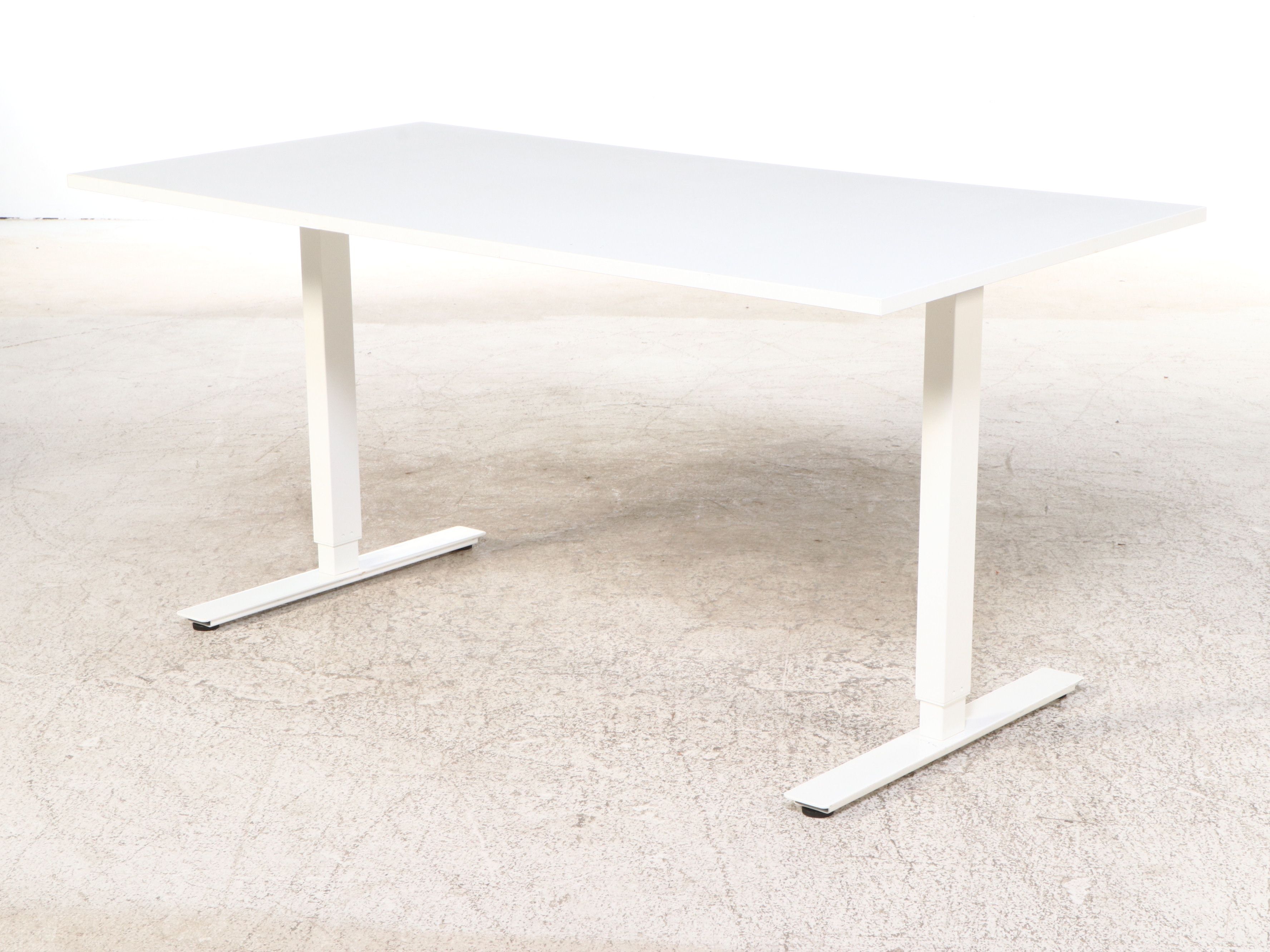 Contemporary Adjustable Height Desk with Storage Shelves and Drawers