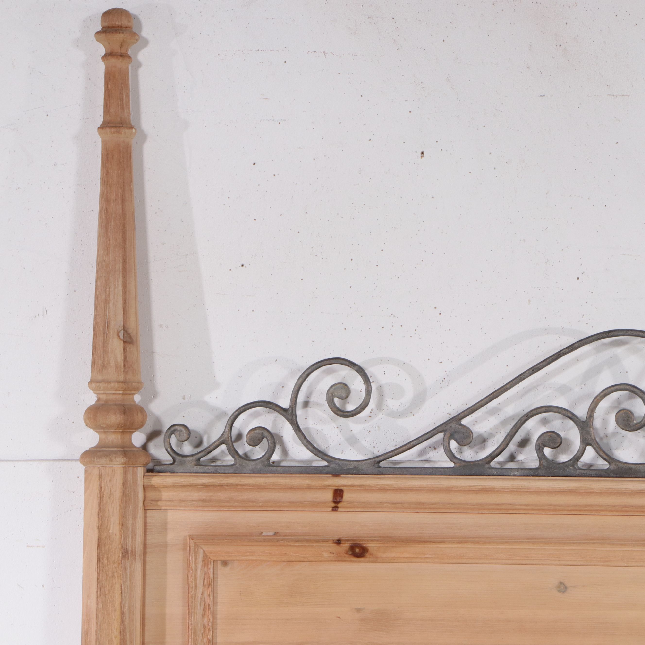 Pulaski Furniture Pine Headboard with Scrolled Metal Accent