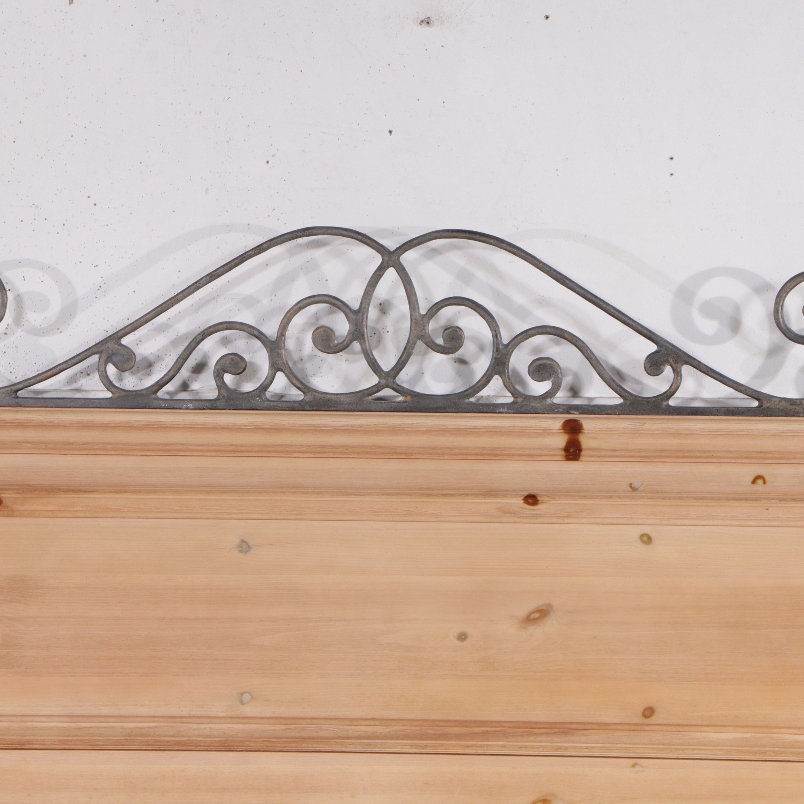 Pulaski Furniture Pine Headboard with Scrolled Metal Accent