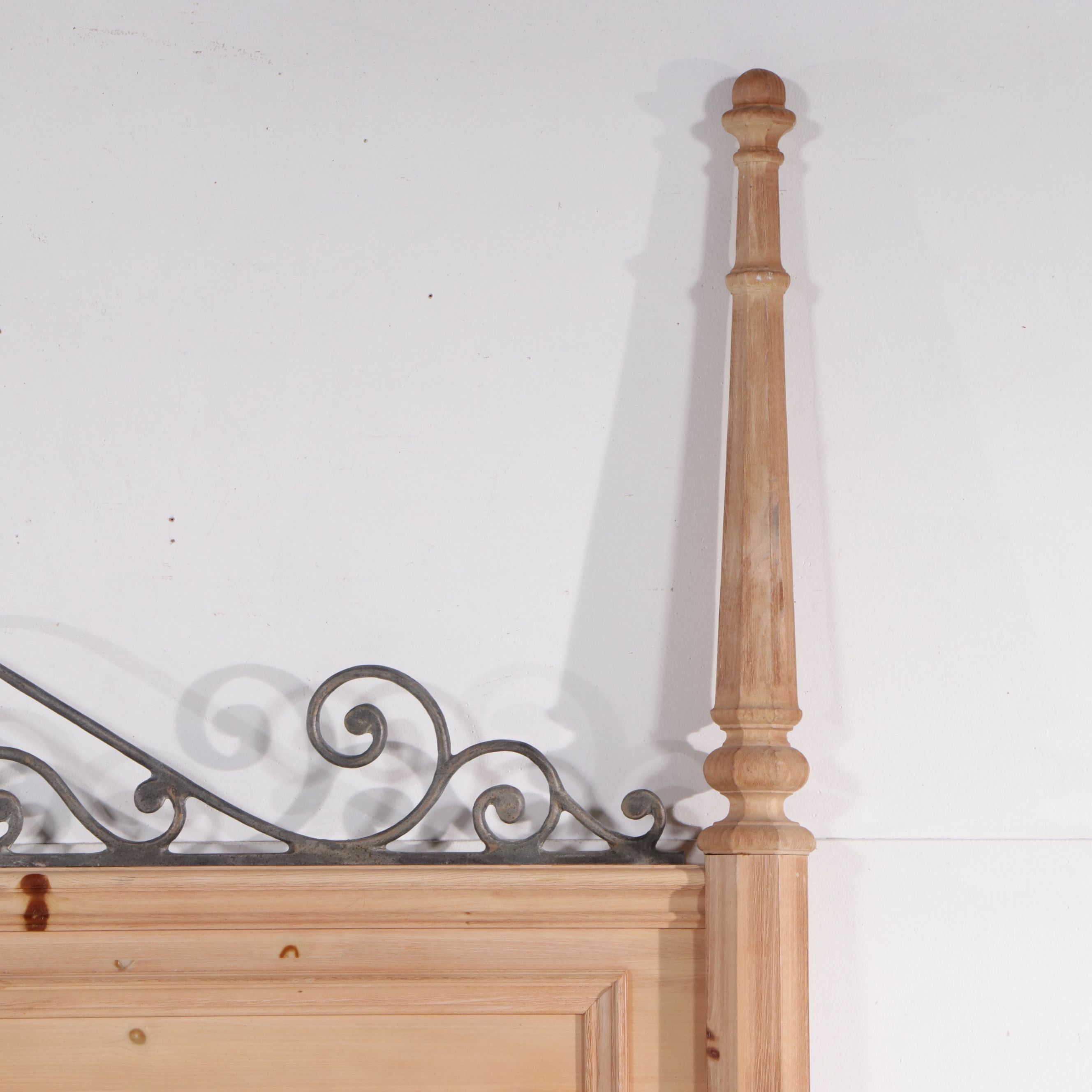 Pulaski Furniture Pine Headboard with Scrolled Metal Accent