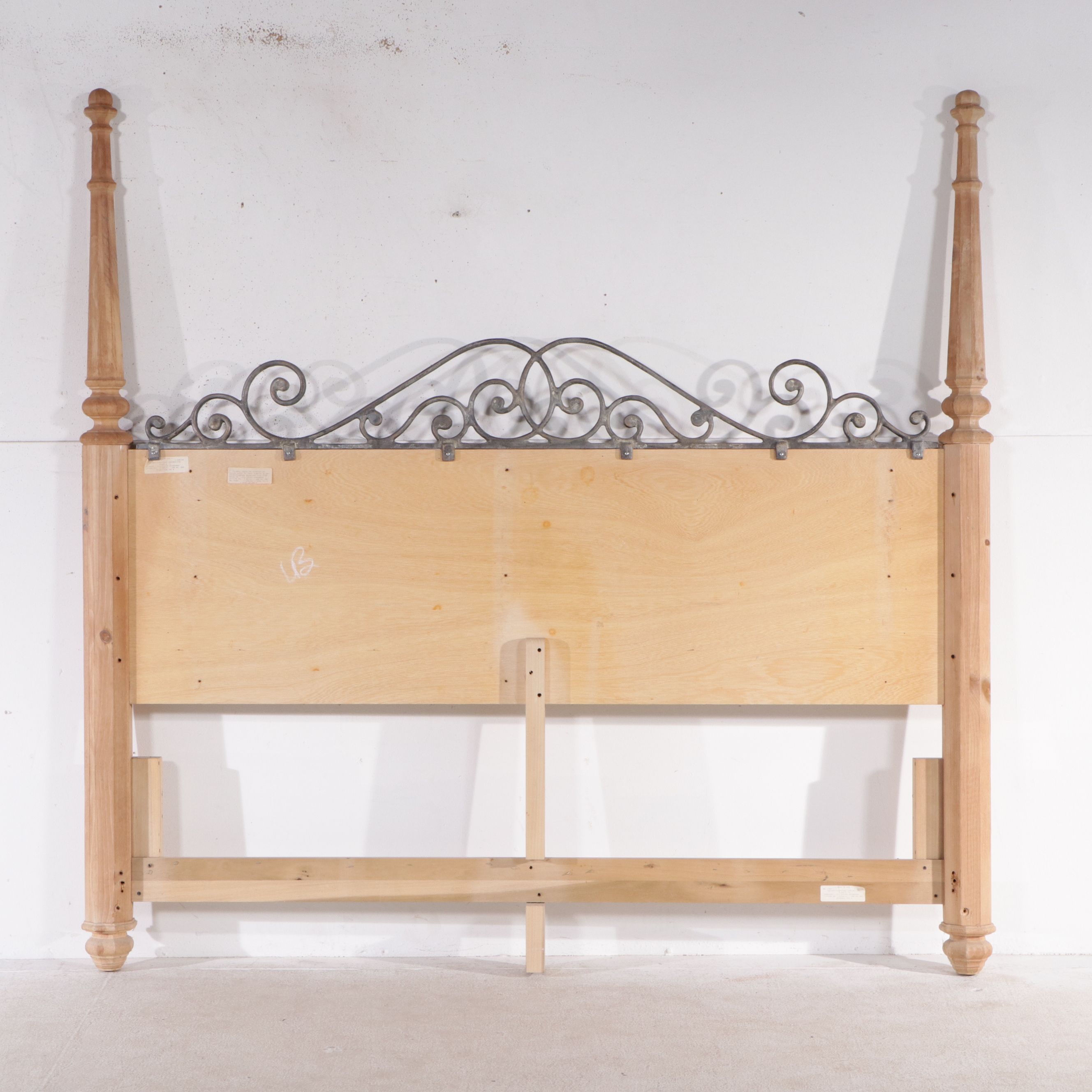 Pulaski Furniture Pine Headboard with Scrolled Metal Accent