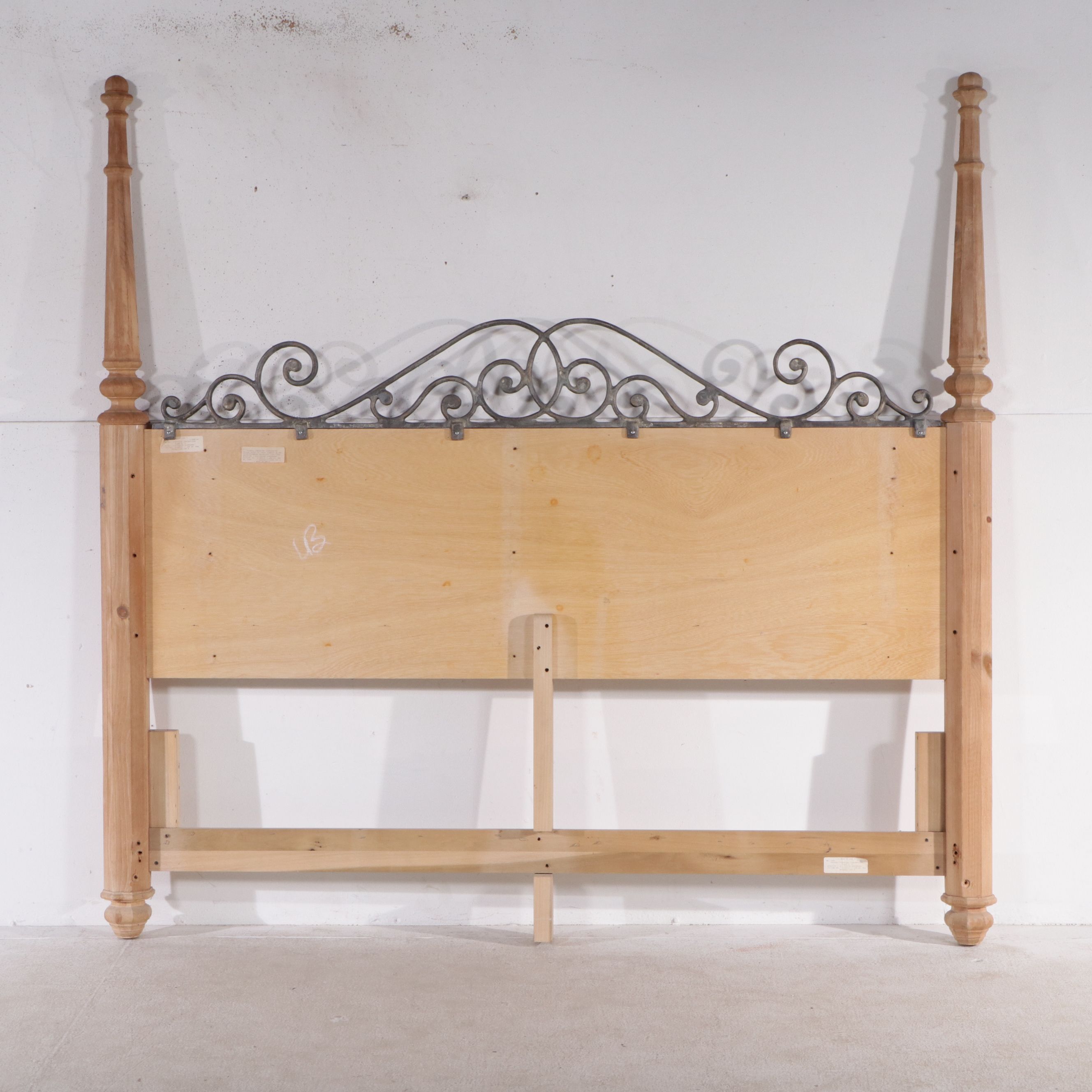 Pulaski Furniture Pine Headboard with Scrolled Metal Accent