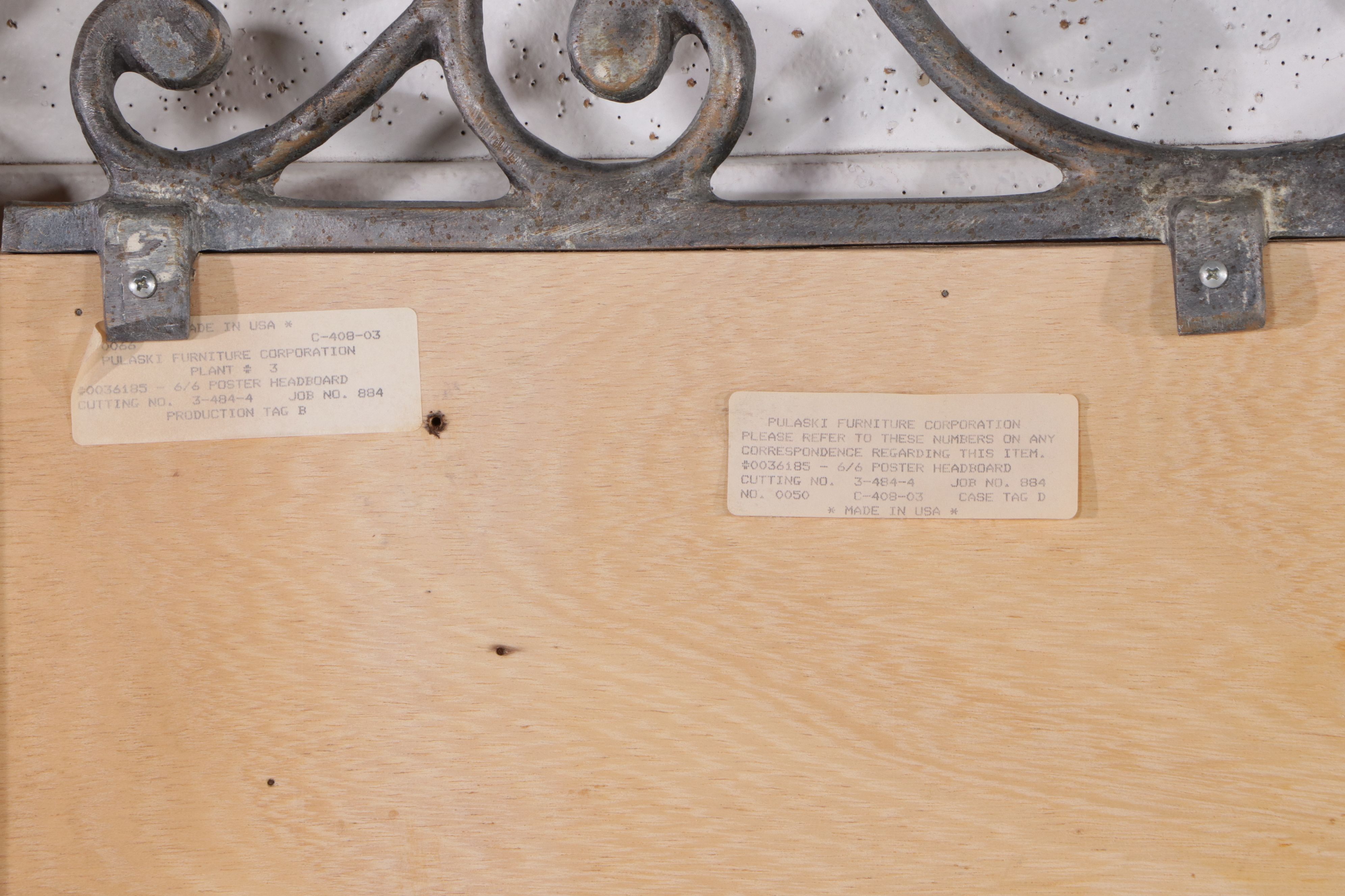 Pulaski Furniture Pine Headboard with Scrolled Metal Accent