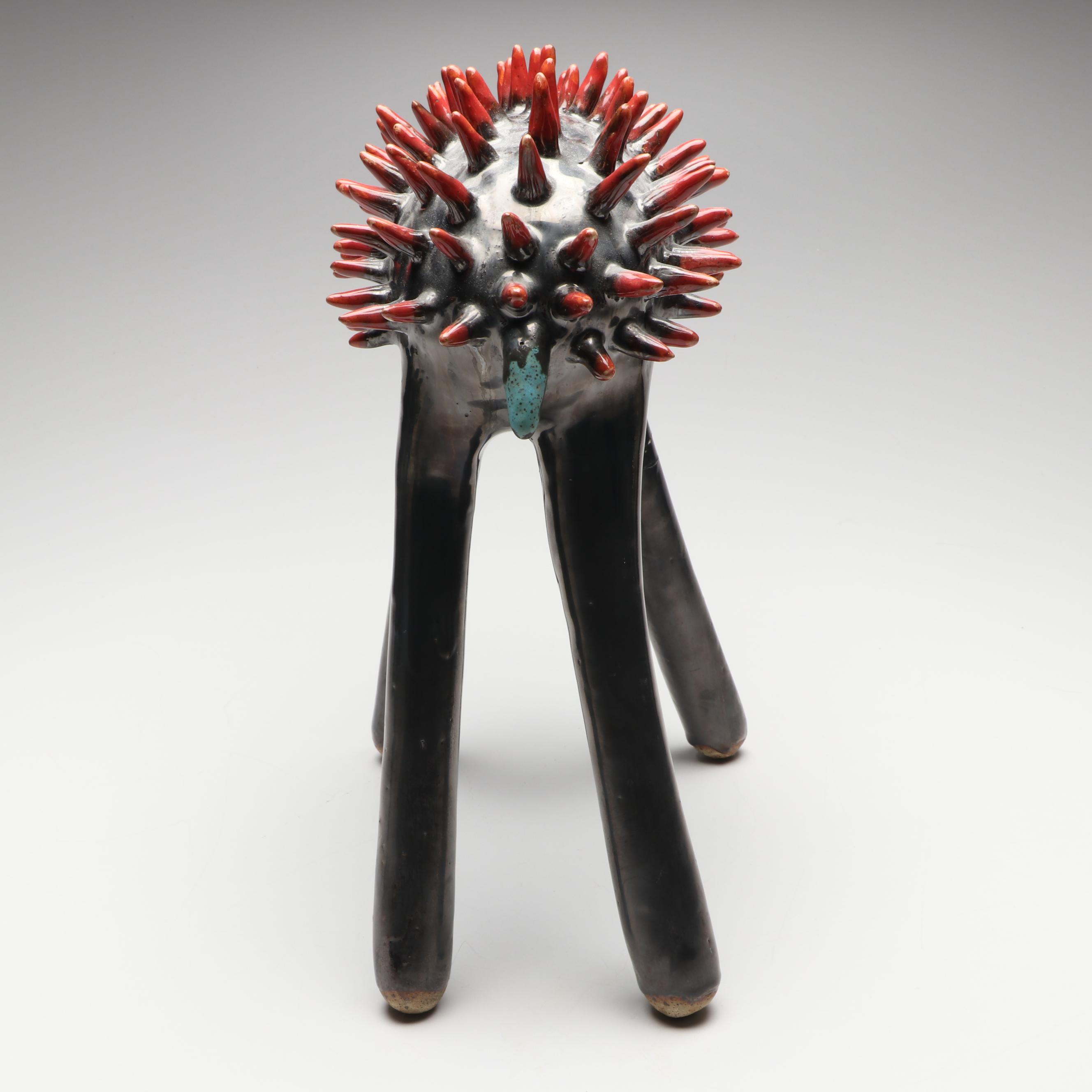 Jerzy Barankiewicz Polychrome Folk Art Pottery Hedgehog