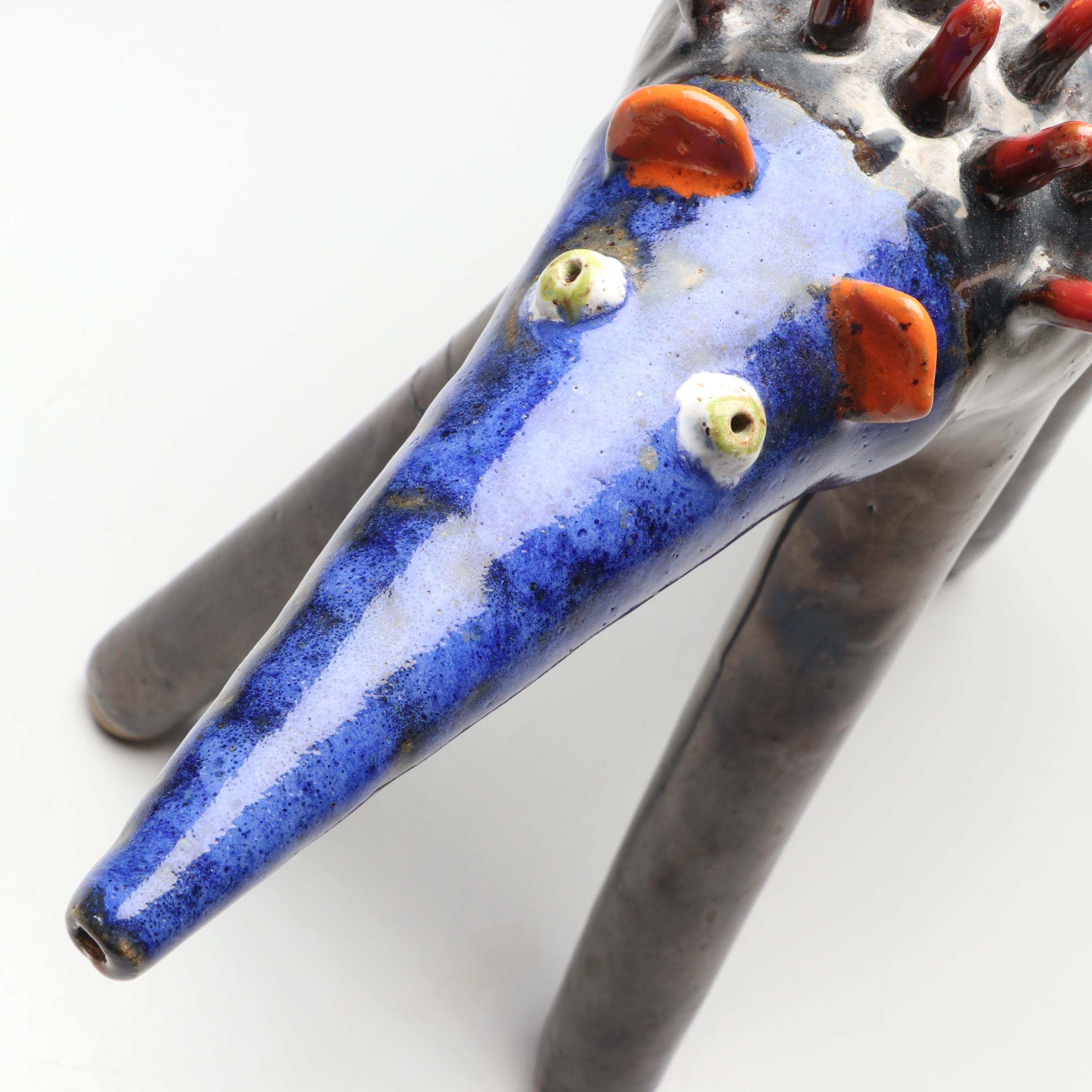 Jerzy Barankiewicz Polychrome Folk Art Pottery Hedgehog