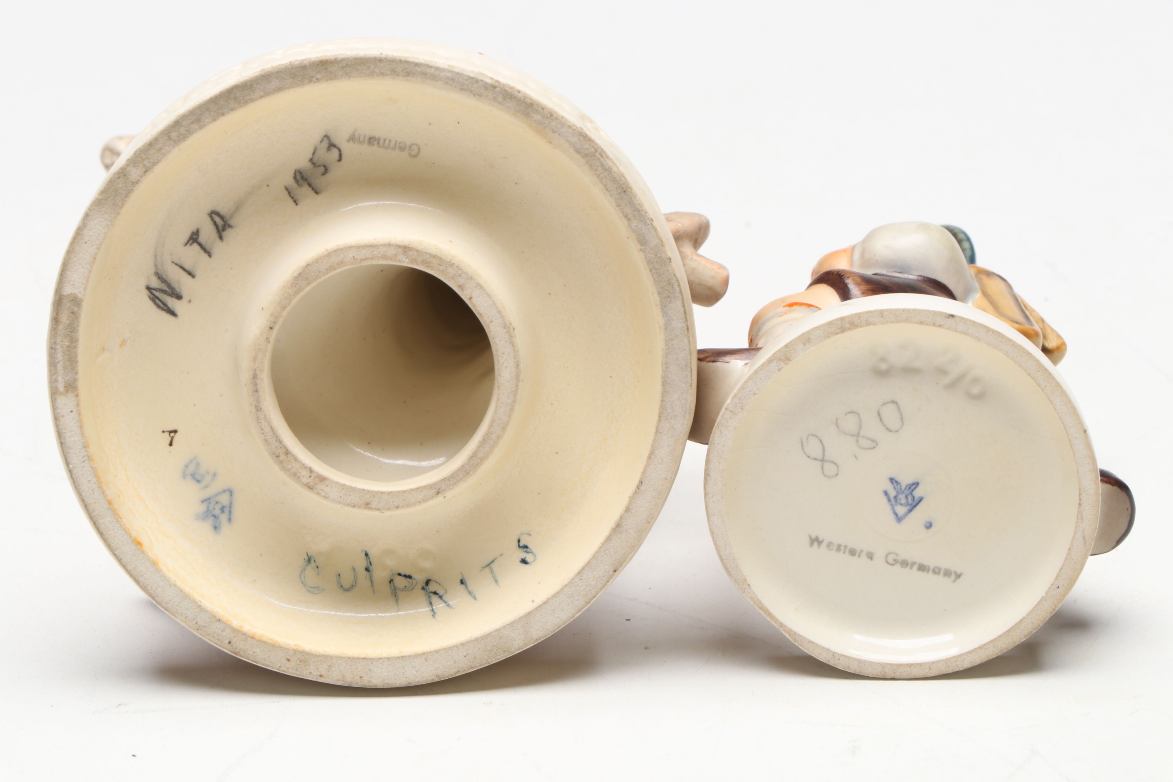 Goebel "Little Scholar" and "The Culprit" Porcelain Hummel Figurines