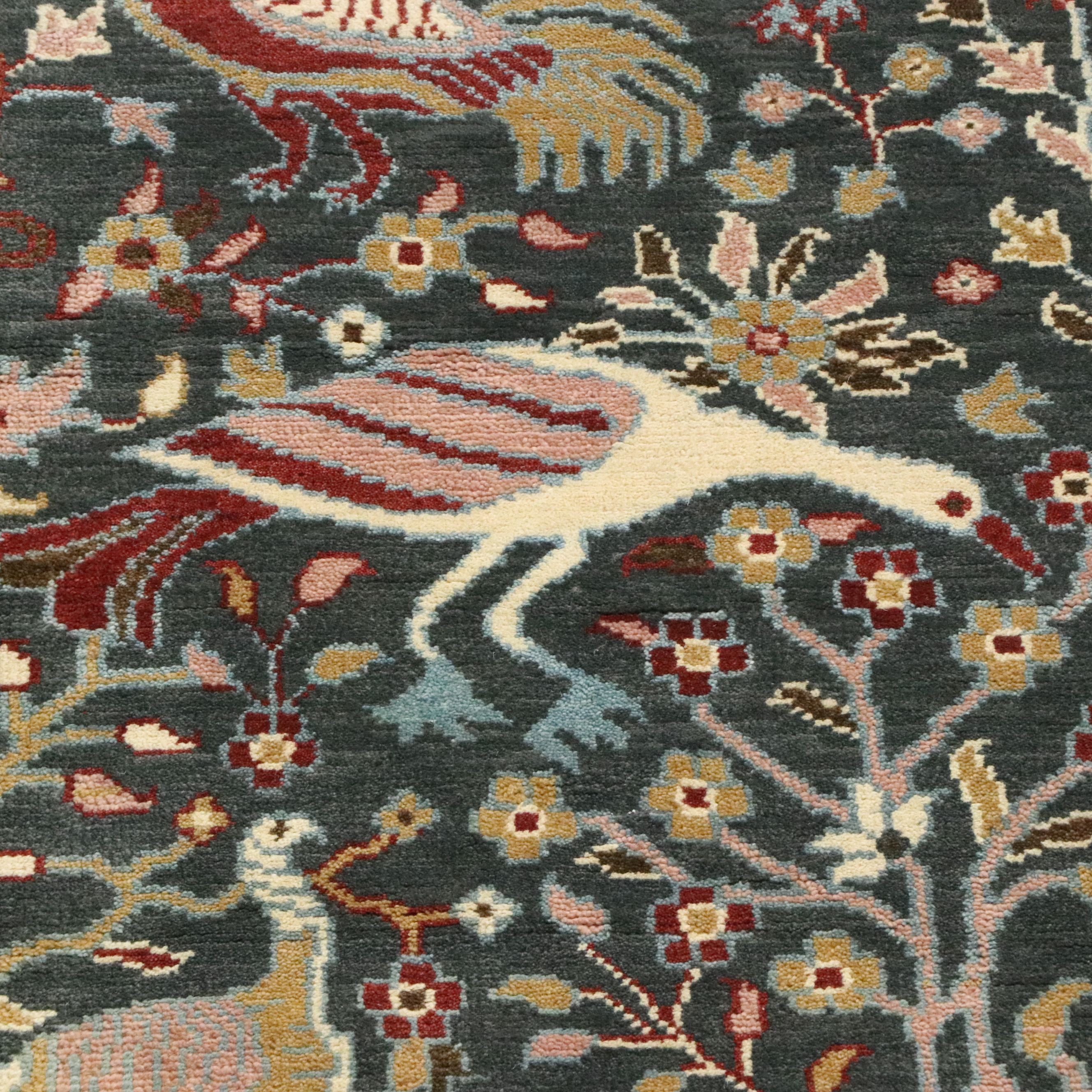 3' x 5'3 Hand-Knotted Indo-Persian Ziegler Pictorial Area Rug