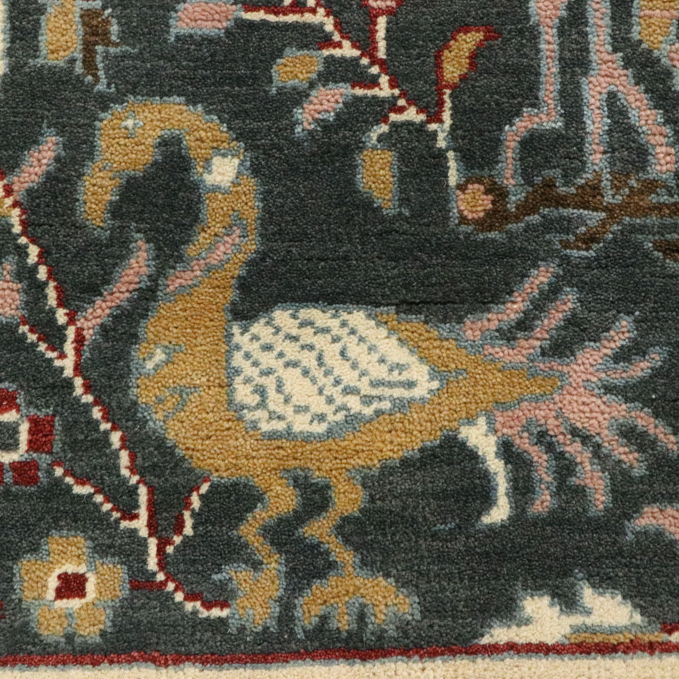 3' x 5'3 Hand-Knotted Indo-Persian Ziegler Pictorial Area Rug