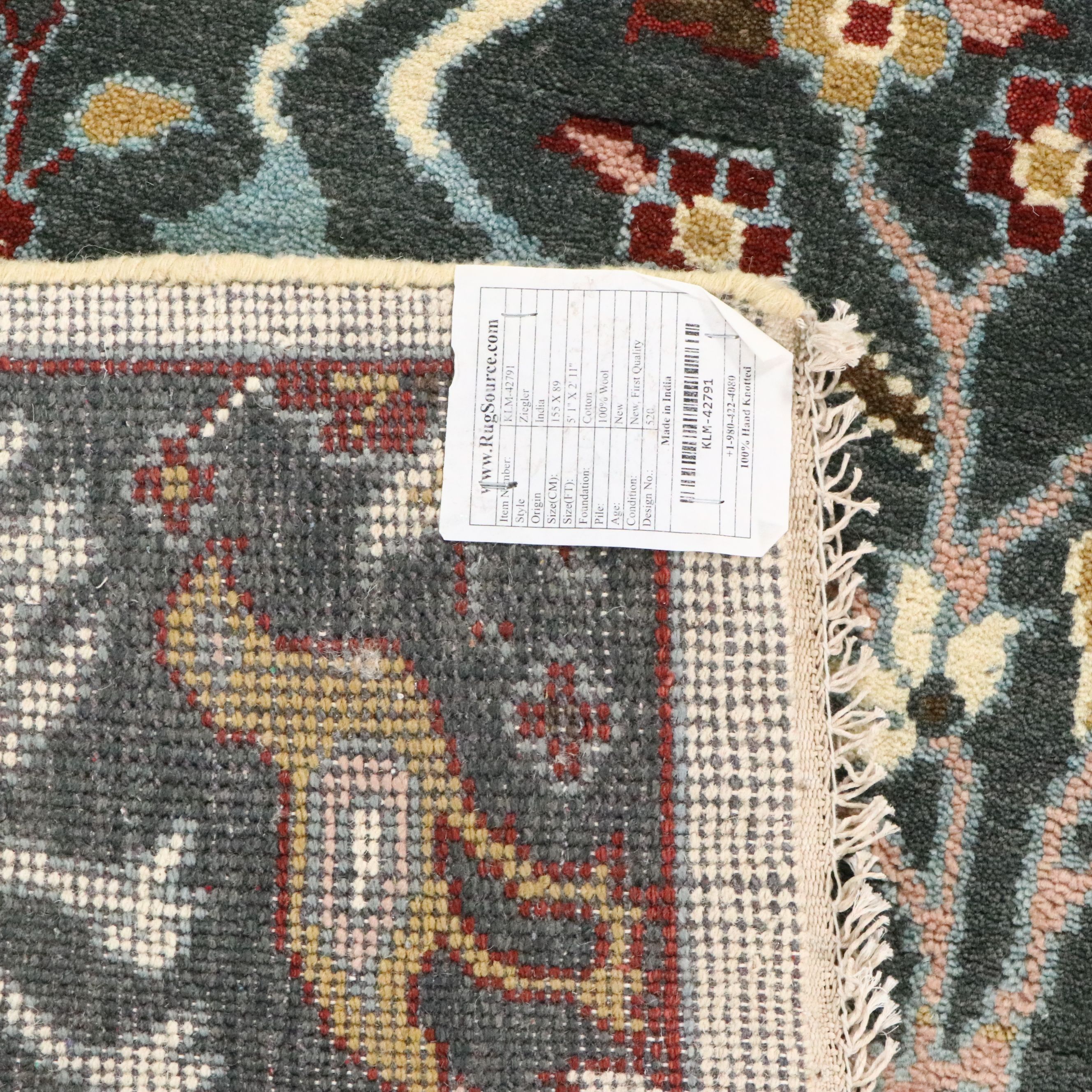 3' x 5'3 Hand-Knotted Indo-Persian Ziegler Pictorial Area Rug