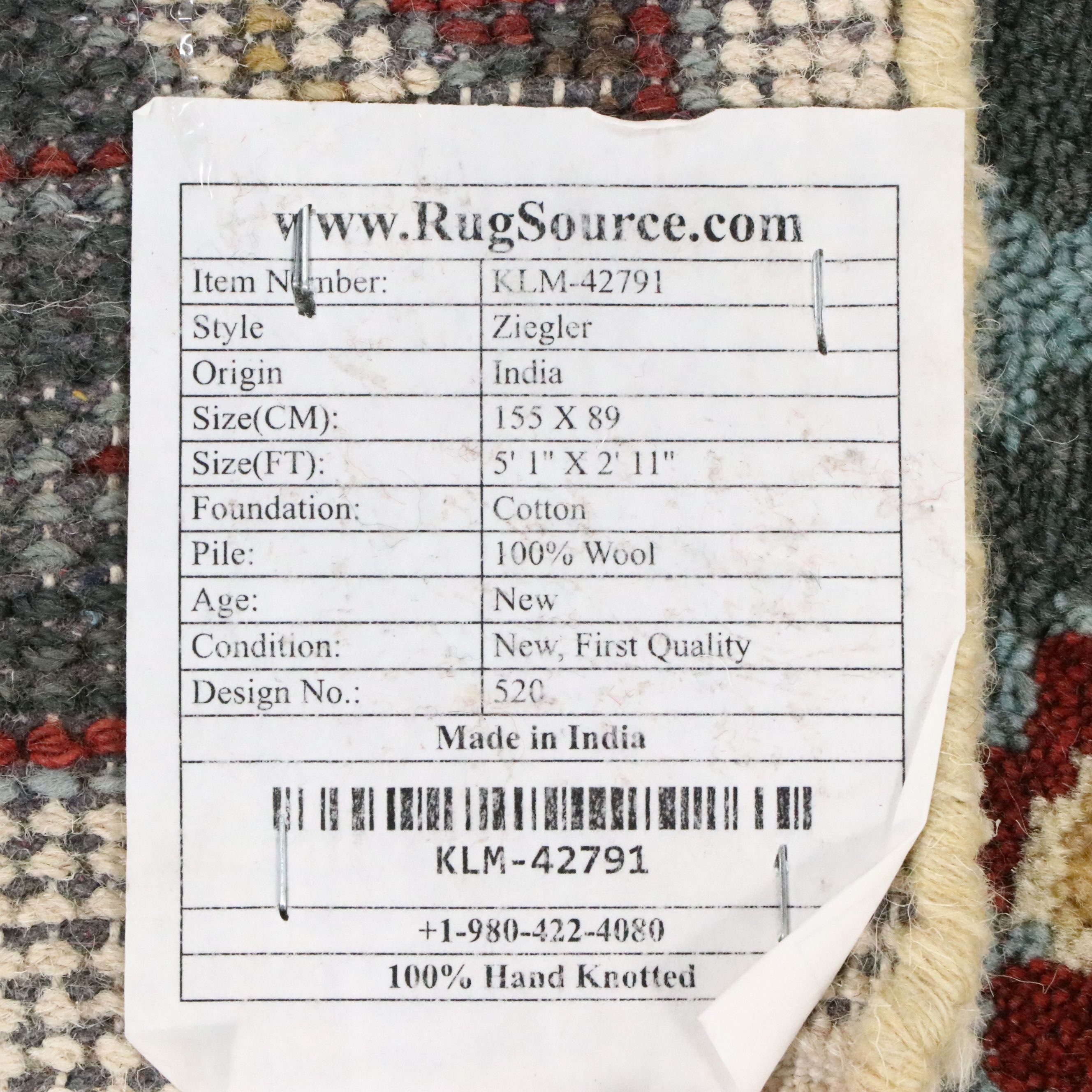 3' x 5'3 Hand-Knotted Indo-Persian Ziegler Pictorial Area Rug