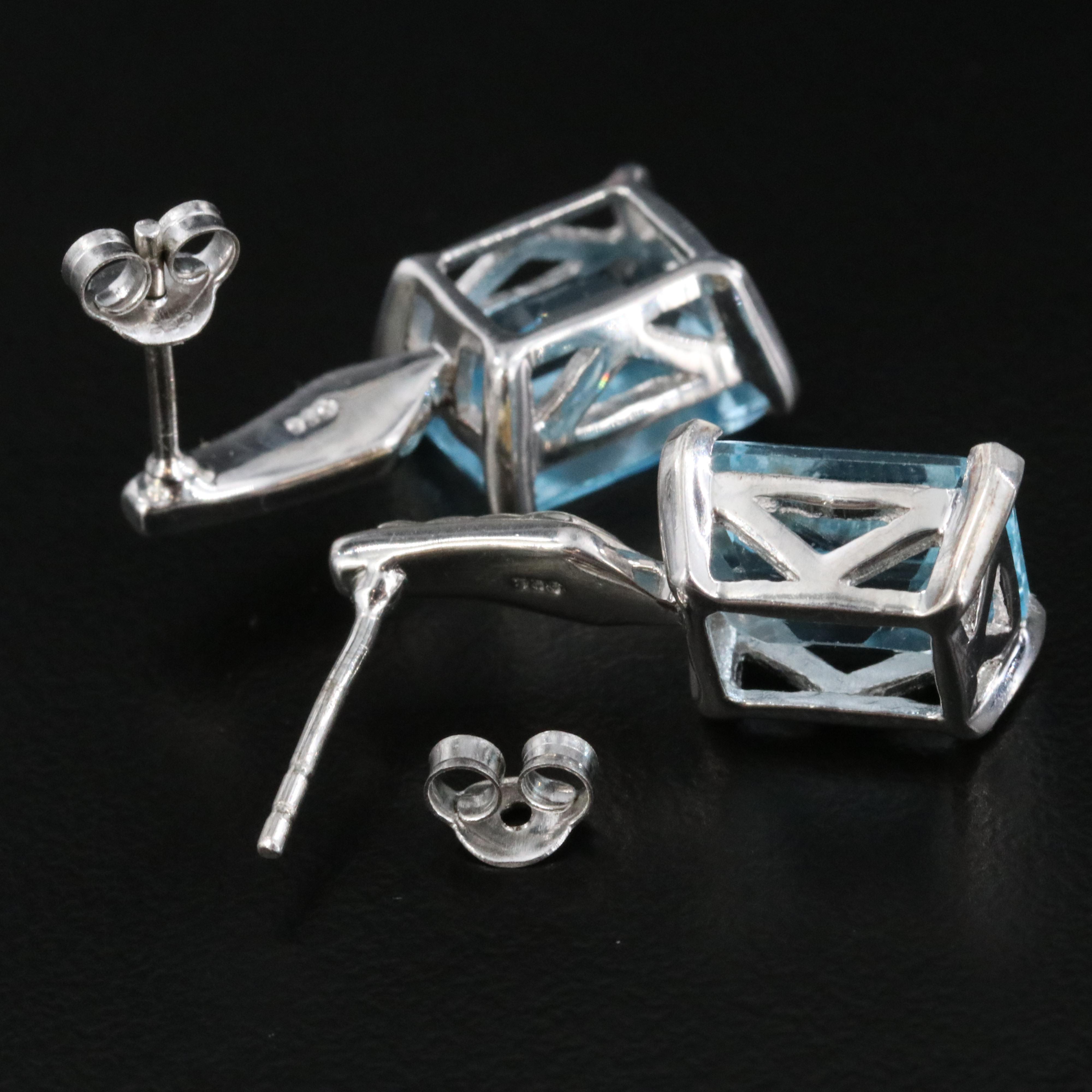 Sterling Blue Topaz Drop Earrings