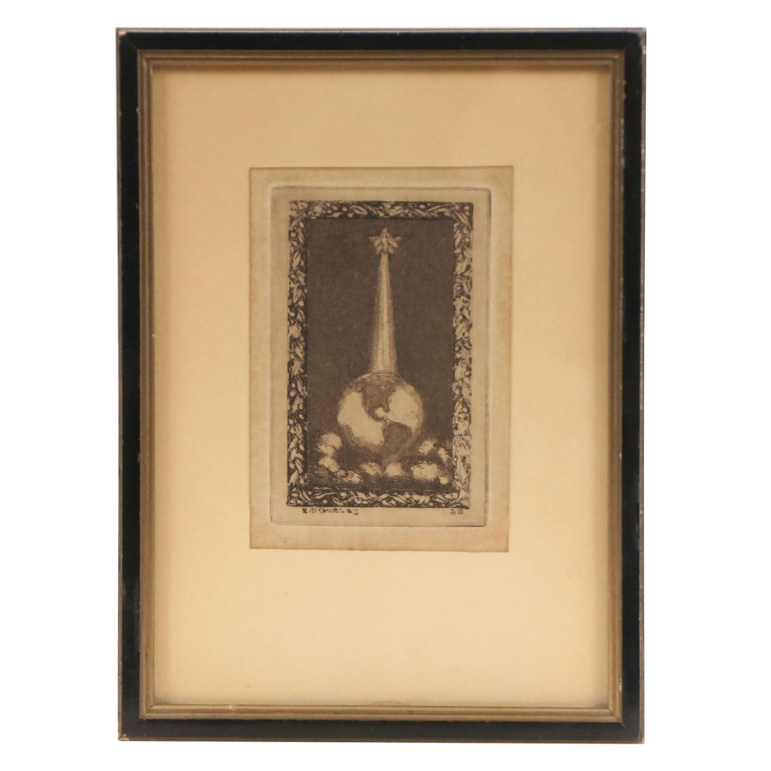 Edward Timothy Hurley Etching of Angel Ascending, 1938