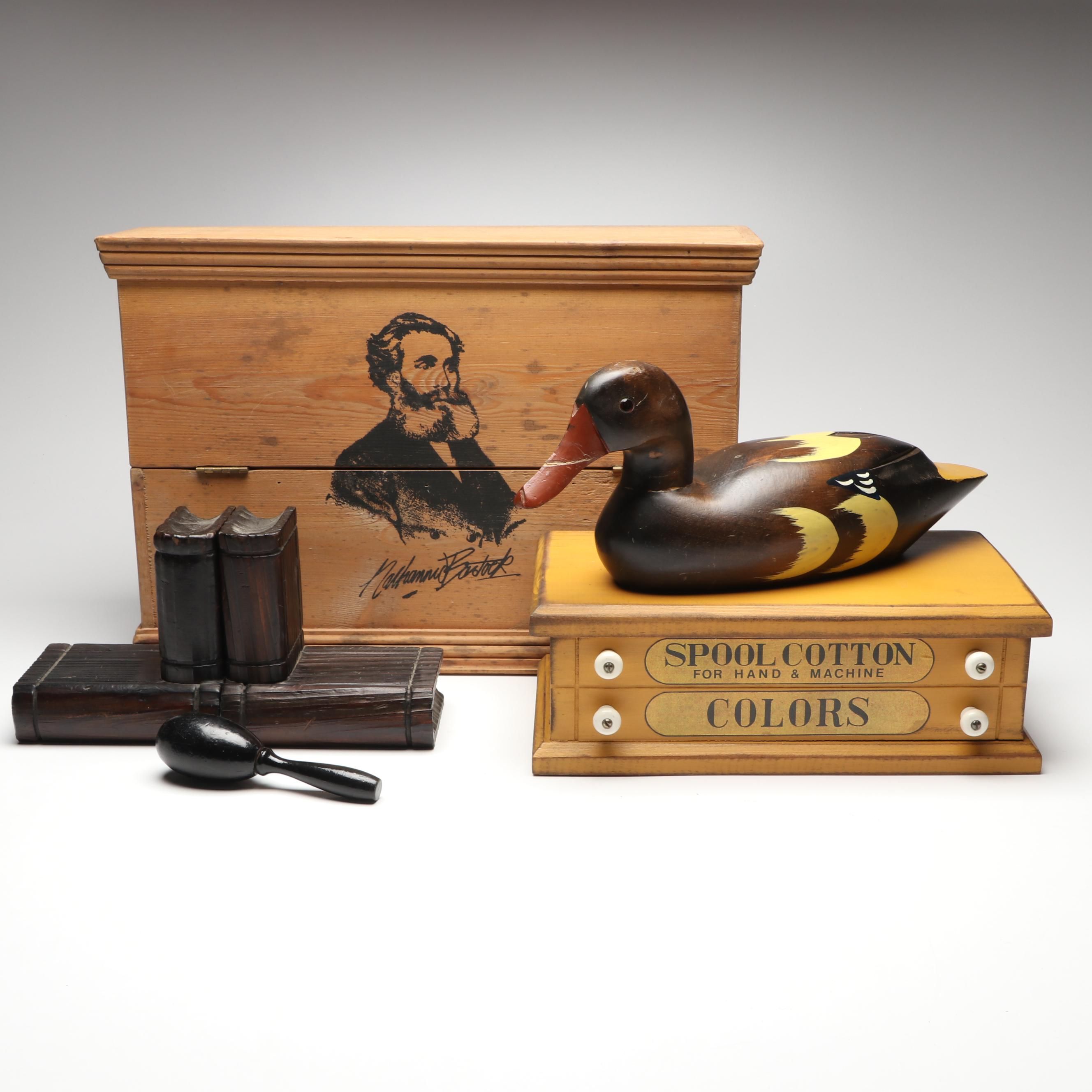 Nathaniel Bostock Shuttle & Pirn Store Display with Other Antique Style Décor