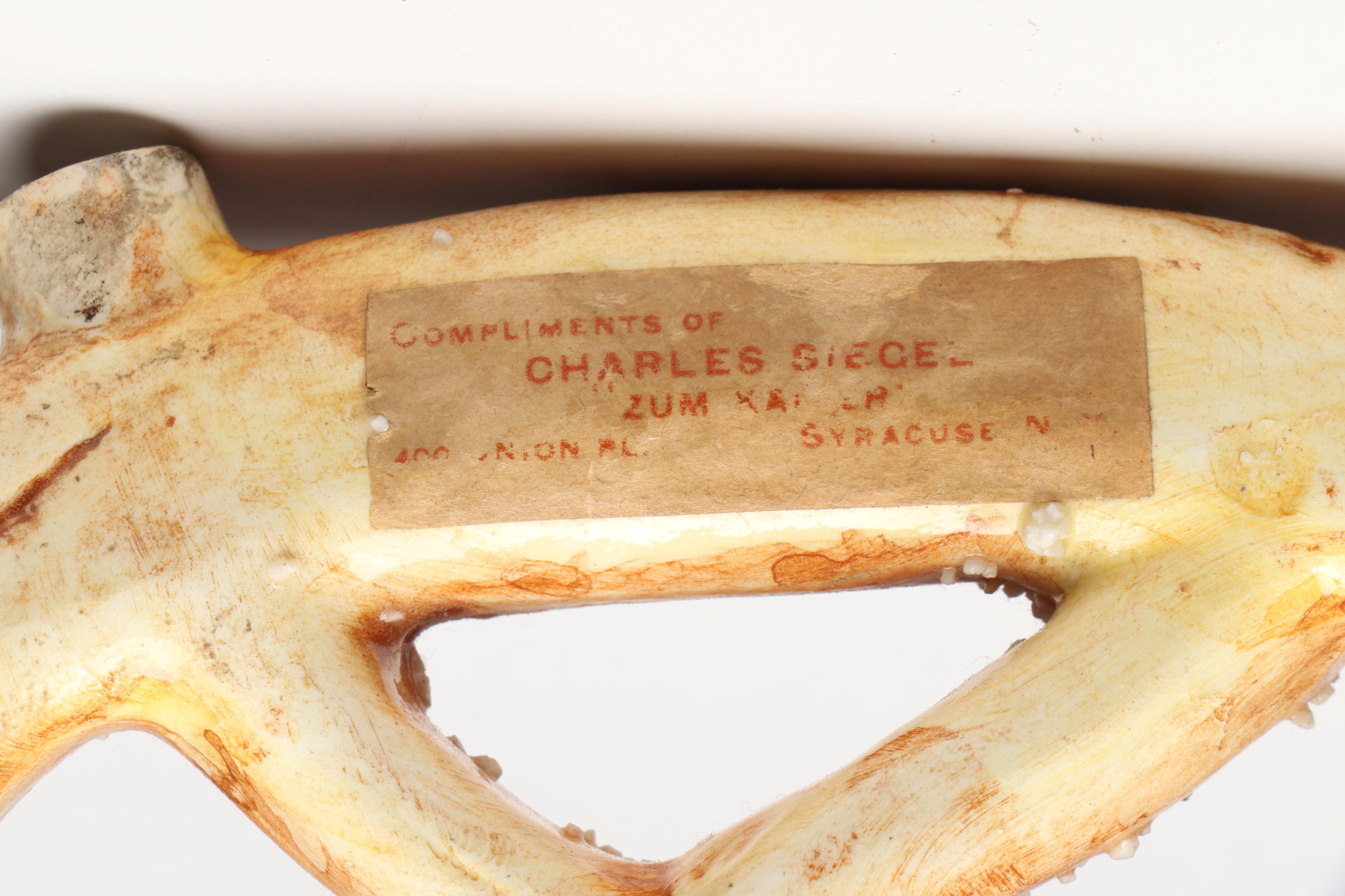 Stephen Green Stoneware Fox Head with Other Pretzel-Shaped Ceramic Flask