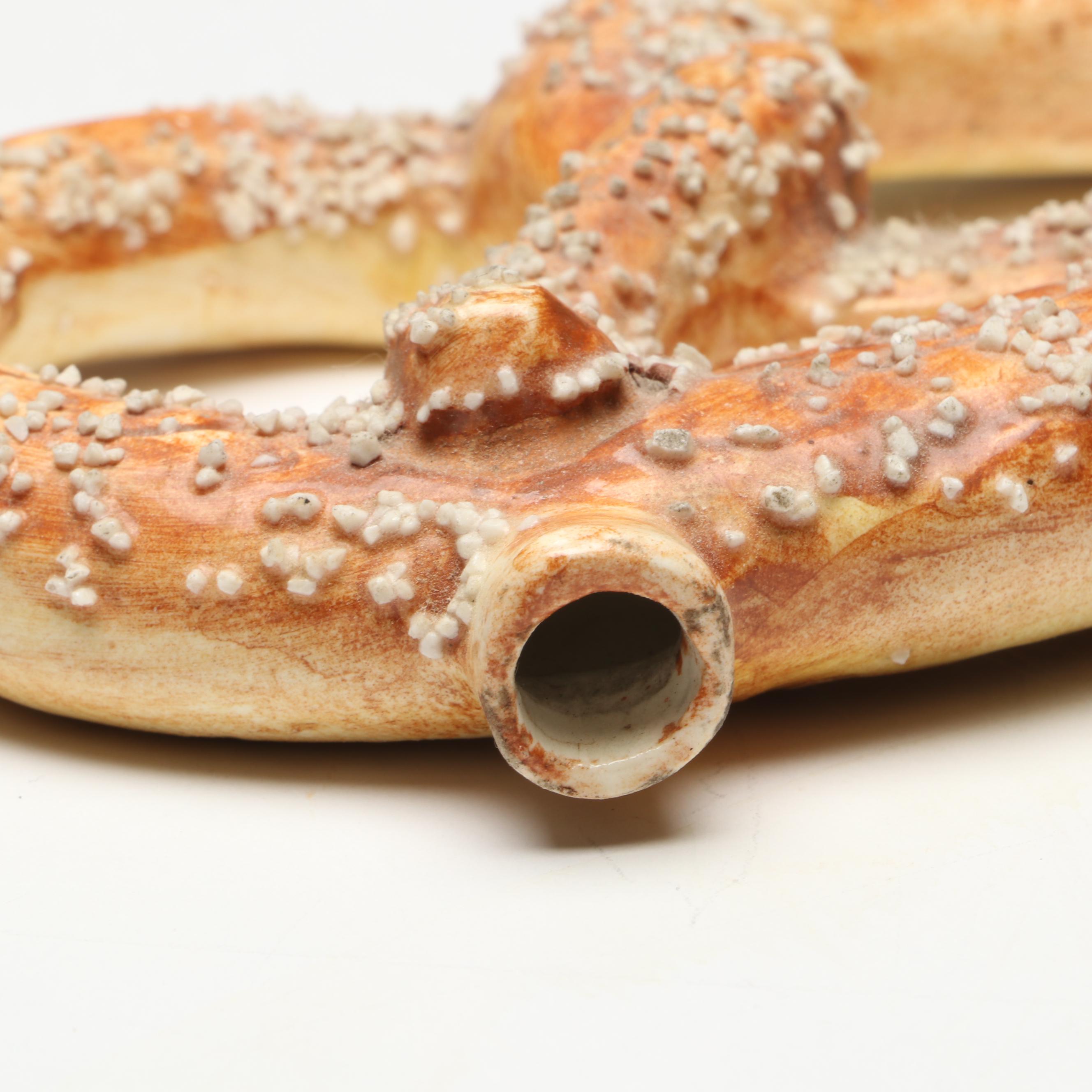 Stephen Green Stoneware Fox Head with Other Pretzel-Shaped Ceramic Flask