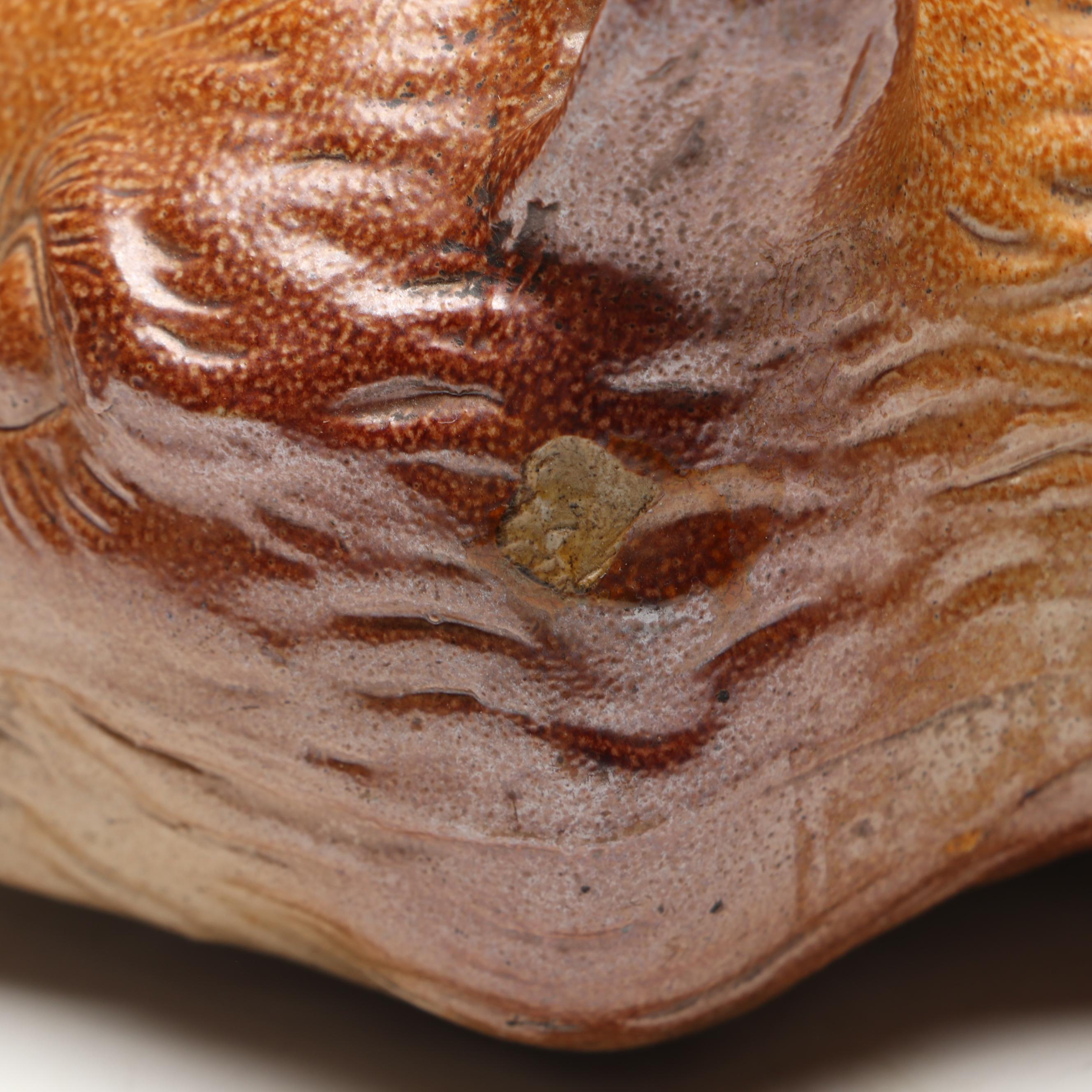 Stephen Green Stoneware Fox Head with Other Pretzel-Shaped Ceramic Flask