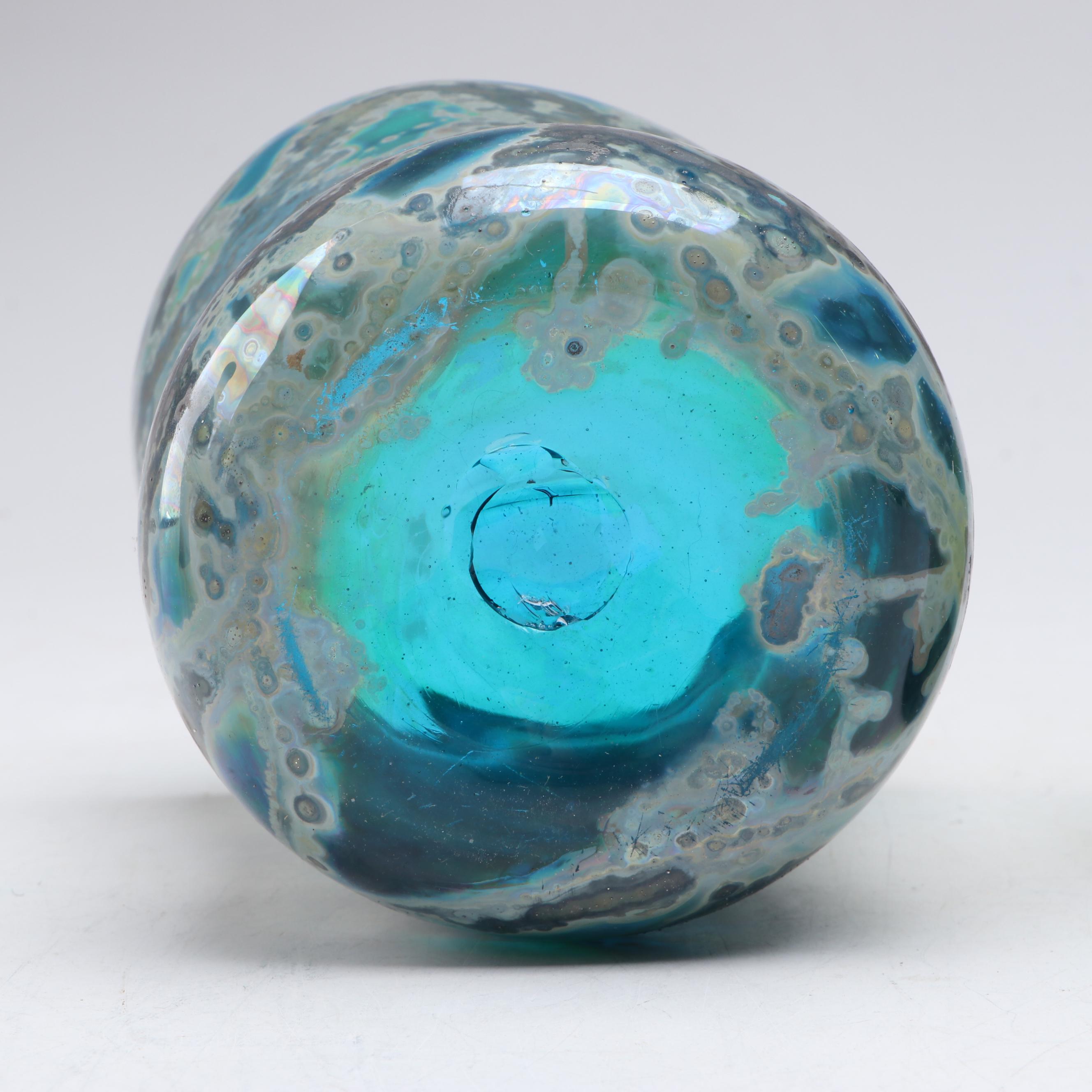 Mid Century Modern Style Green Glass Decanter and Blown Glass Tumbler