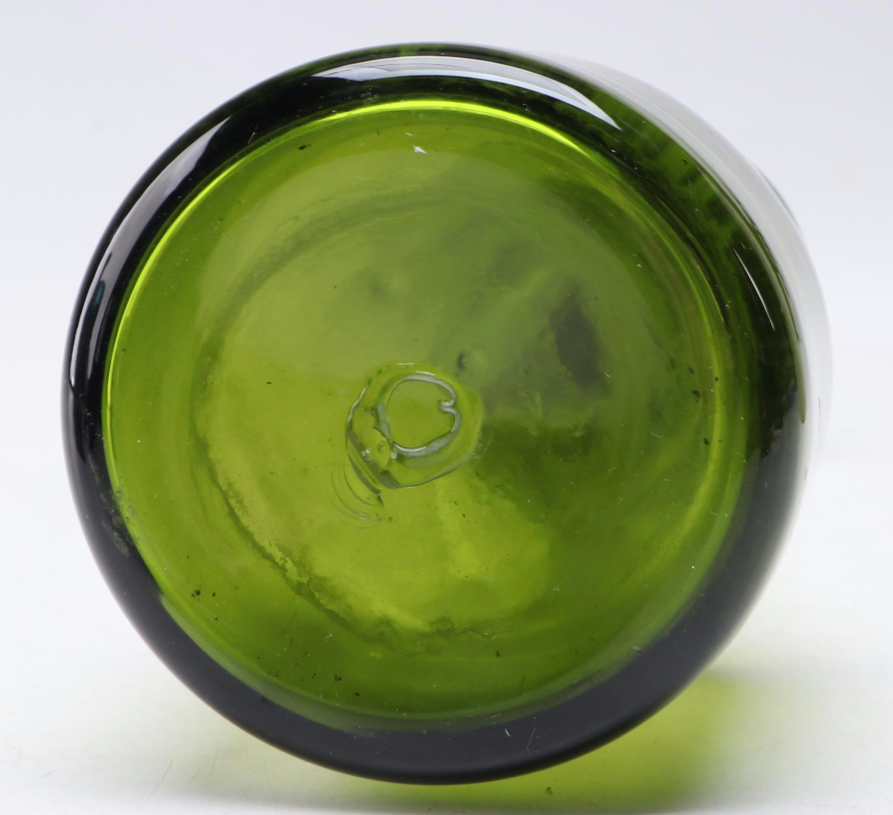 Mid Century Modern Style Green Glass Decanter and Blown Glass Tumbler