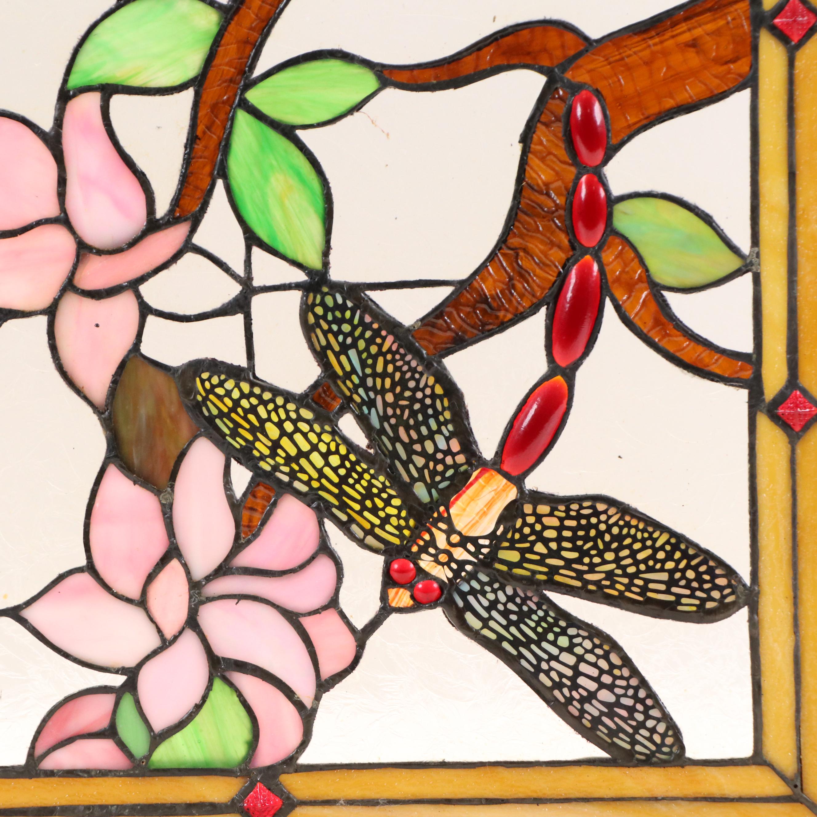 Tiffany Style Copper Foil Stained Glass Fireplace Screen