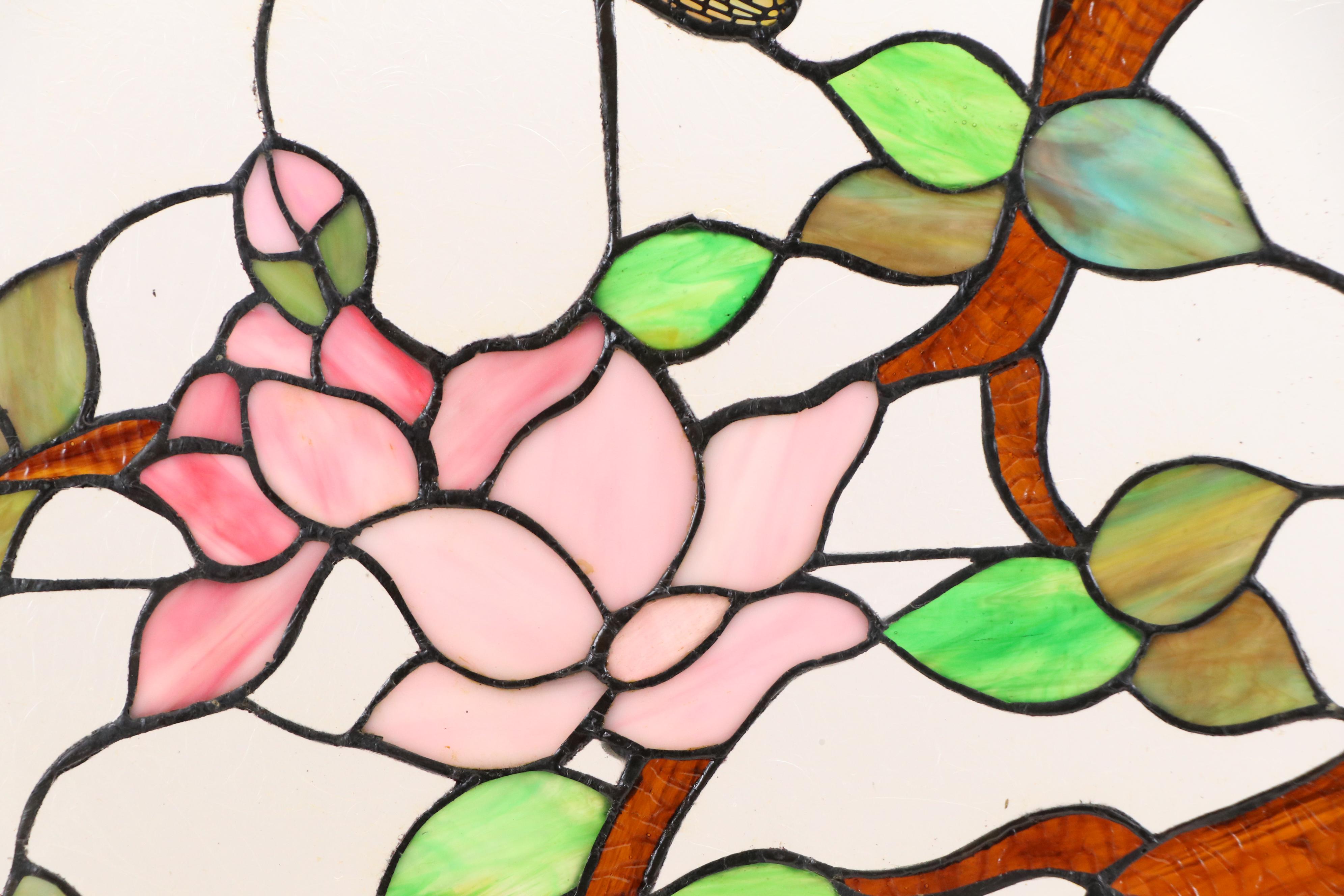 Tiffany Style Copper Foil Stained Glass Fireplace Screen