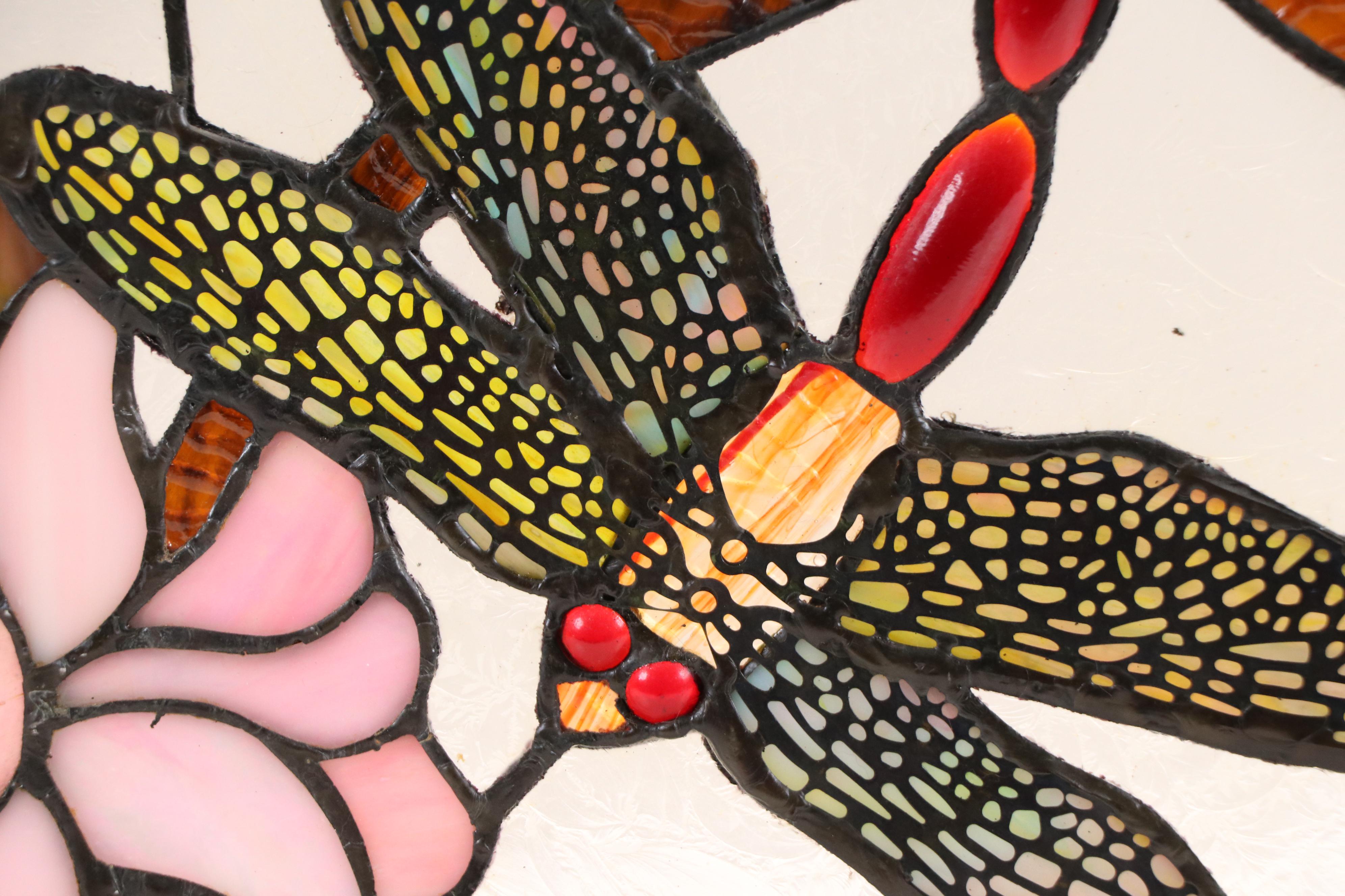 Tiffany Style Copper Foil Stained Glass Fireplace Screen