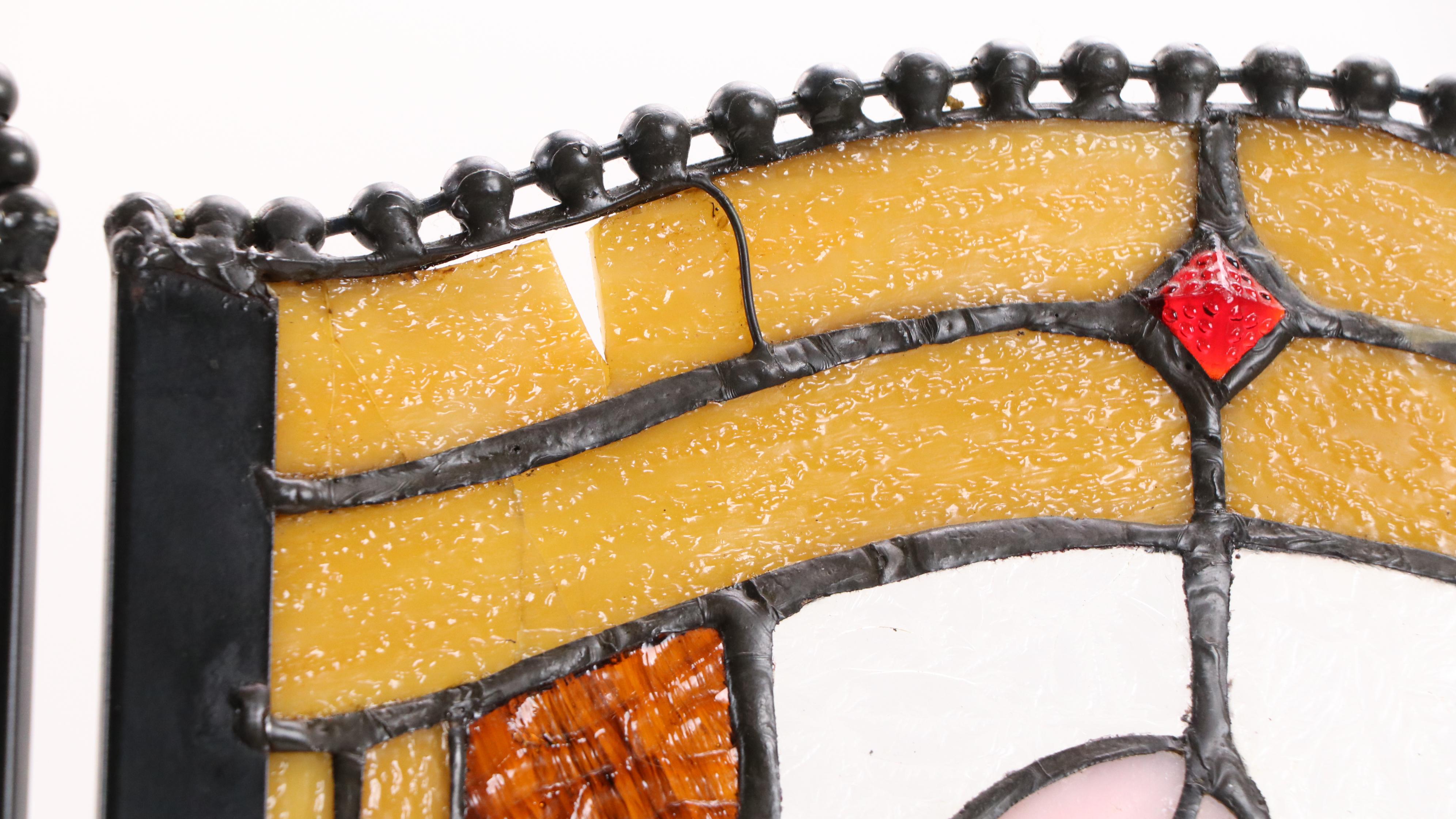 Tiffany Style Copper Foil Stained Glass Fireplace Screen