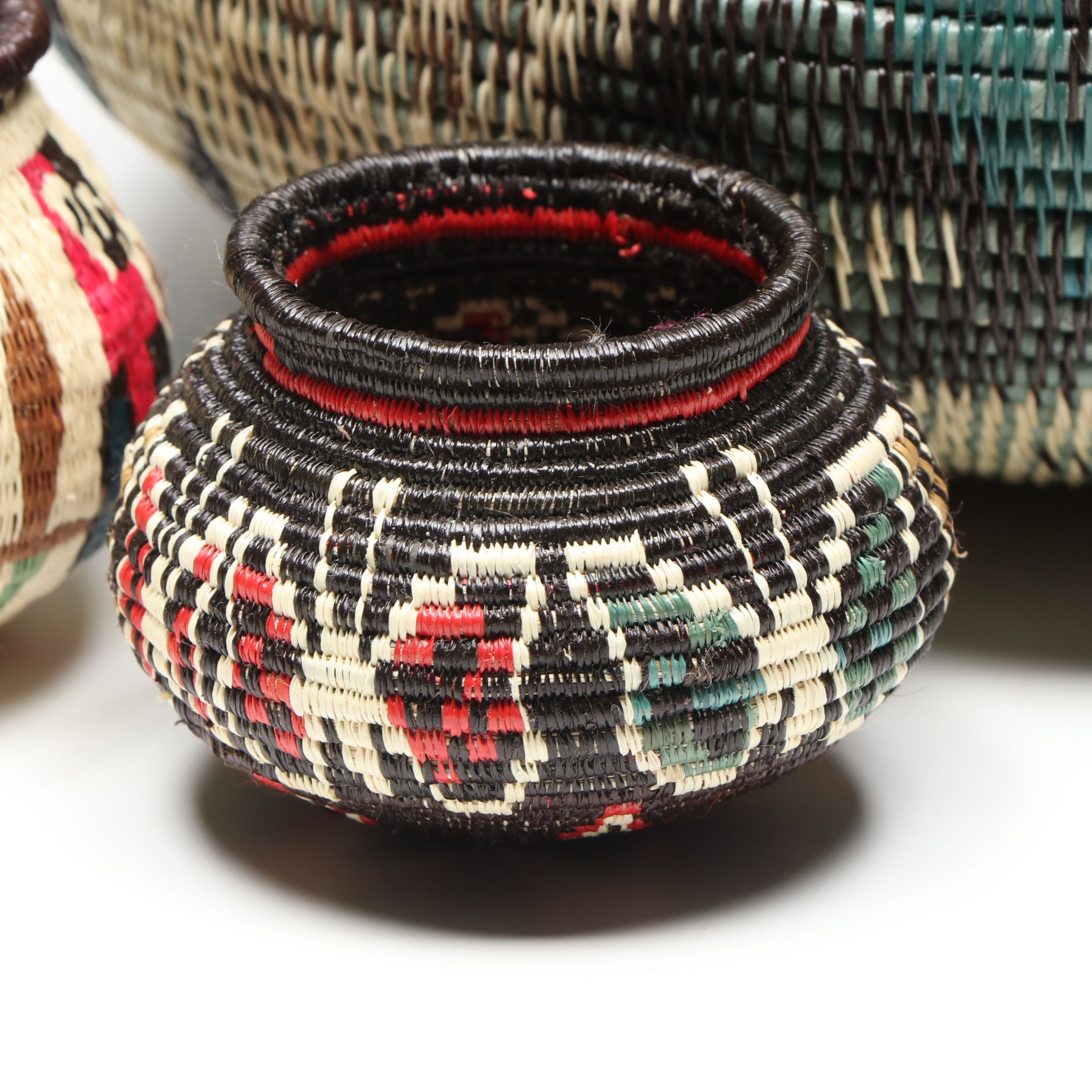 Panamanian Emberá-Wounaan Peoples Palm and Natural Dye Baskets