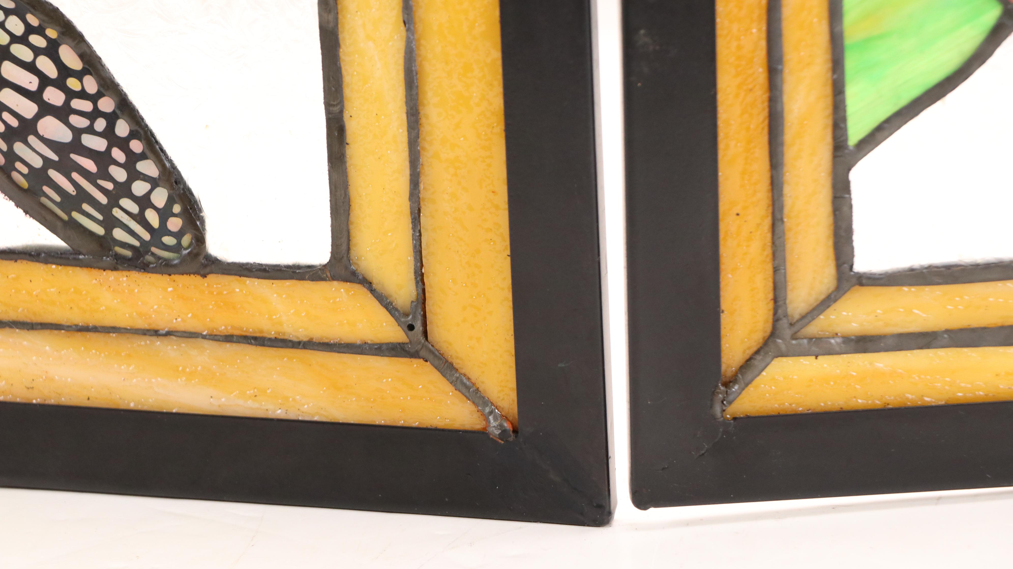 Tiffany Style Copper Foil Stained Glass Fireplace Screen