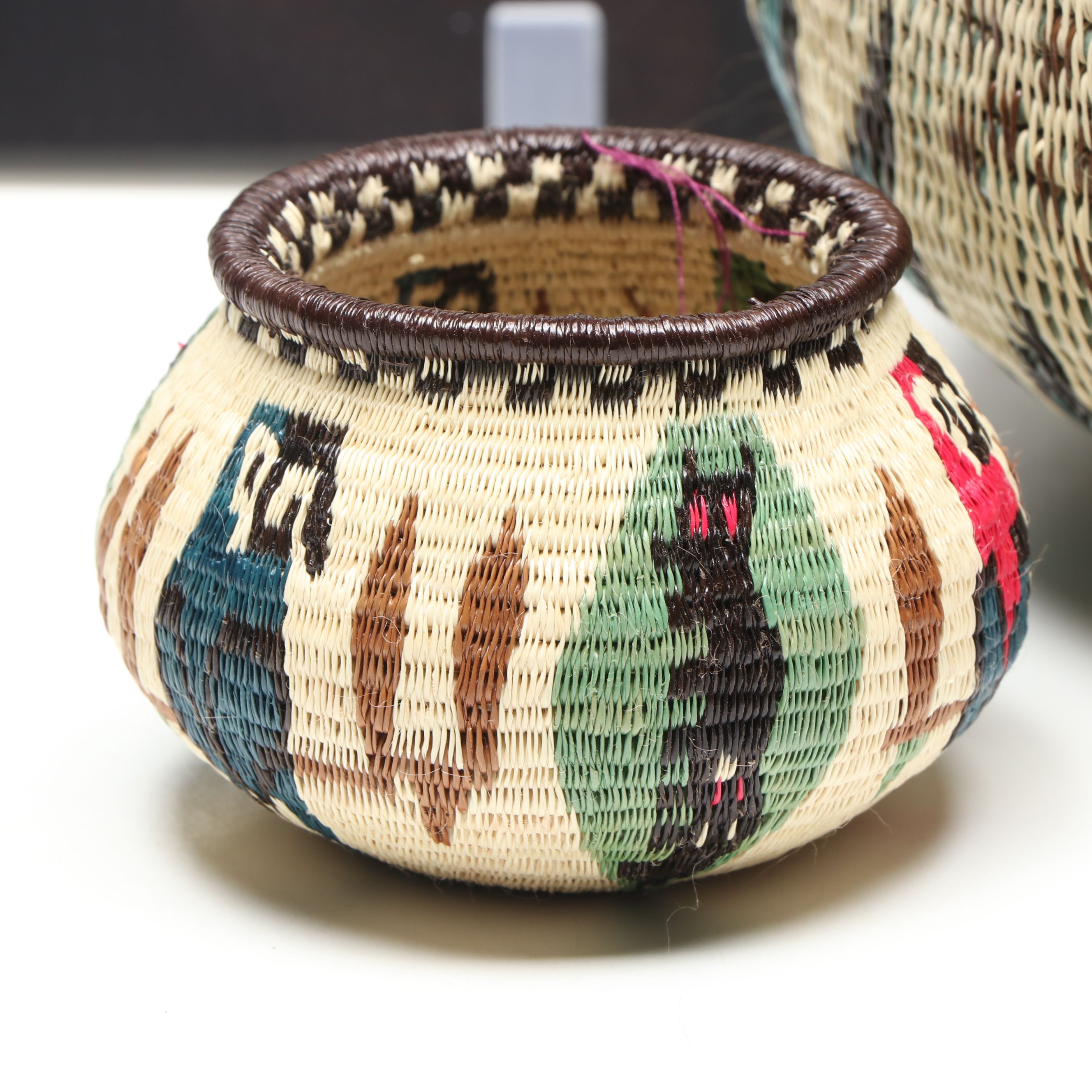 Panamanian Emberá-Wounaan Peoples Palm and Natural Dye Baskets