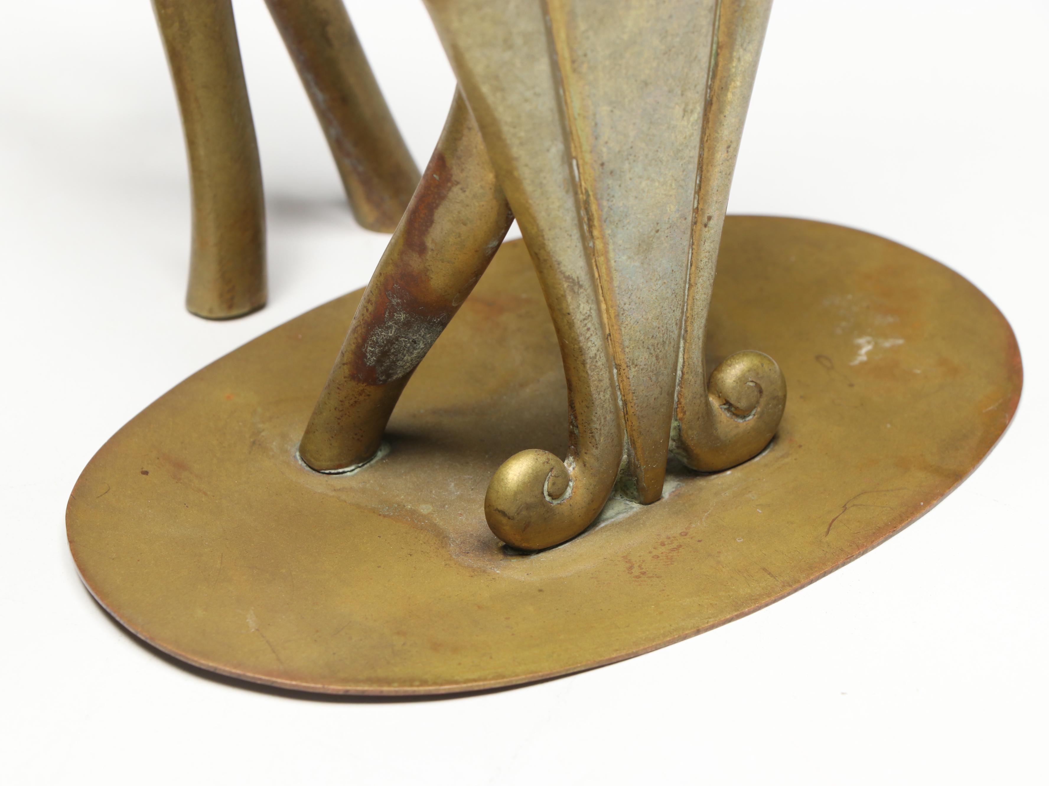 Abstract Art Nouveau Style Brass Ram Sculptures, 20th Century