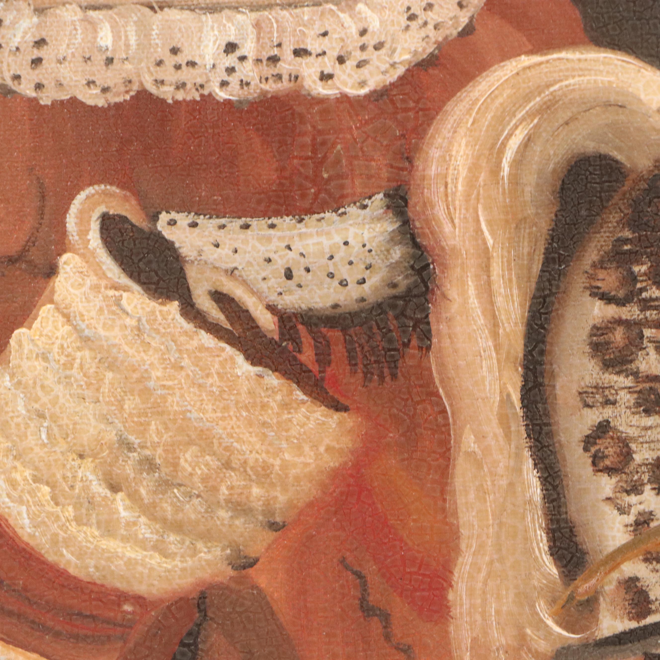 Rachel Proffitt Oil Painting of Pair of Children with Rocking Horse, 1983