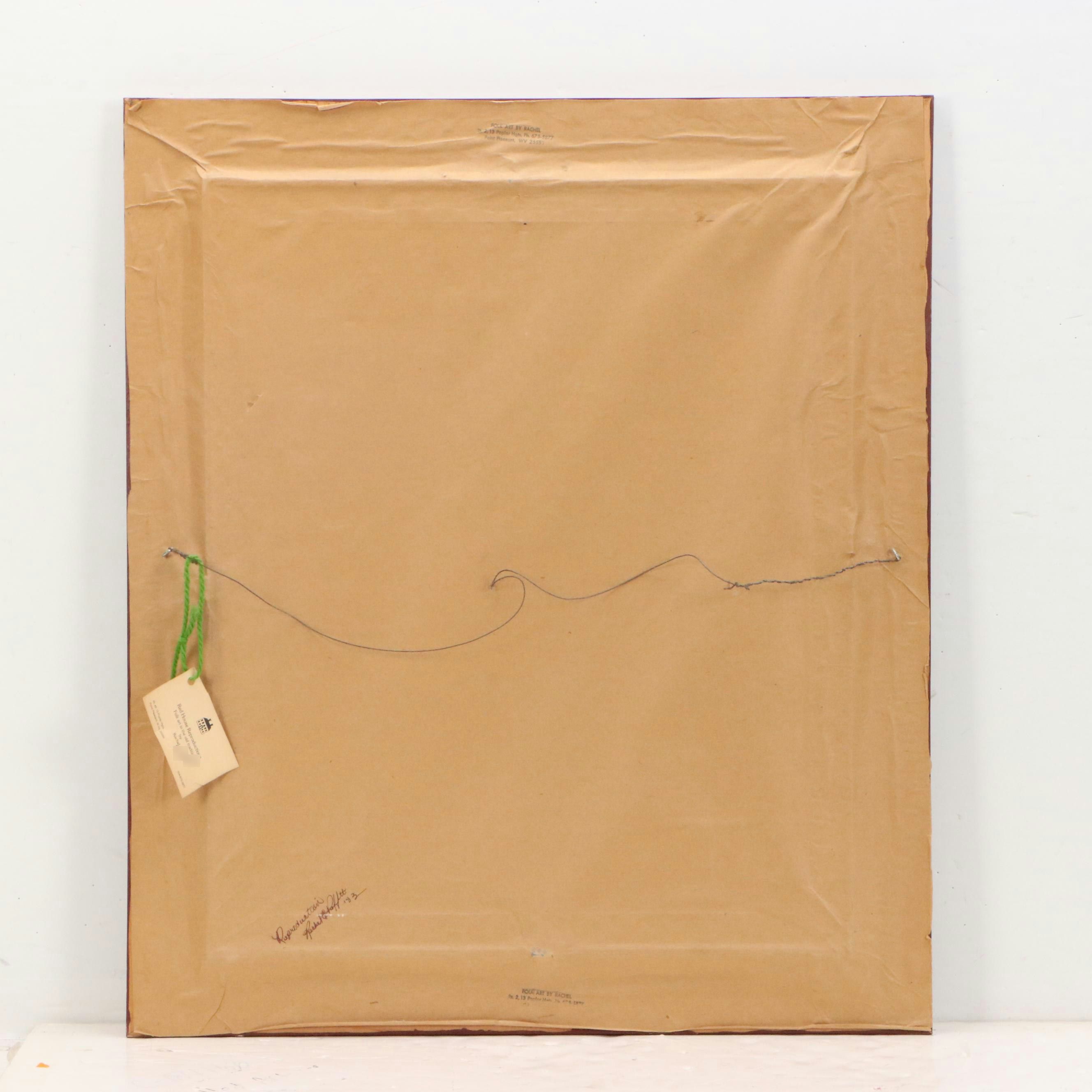 Rachel Proffitt Oil Painting of Pair of Children with Rocking Horse, 1983