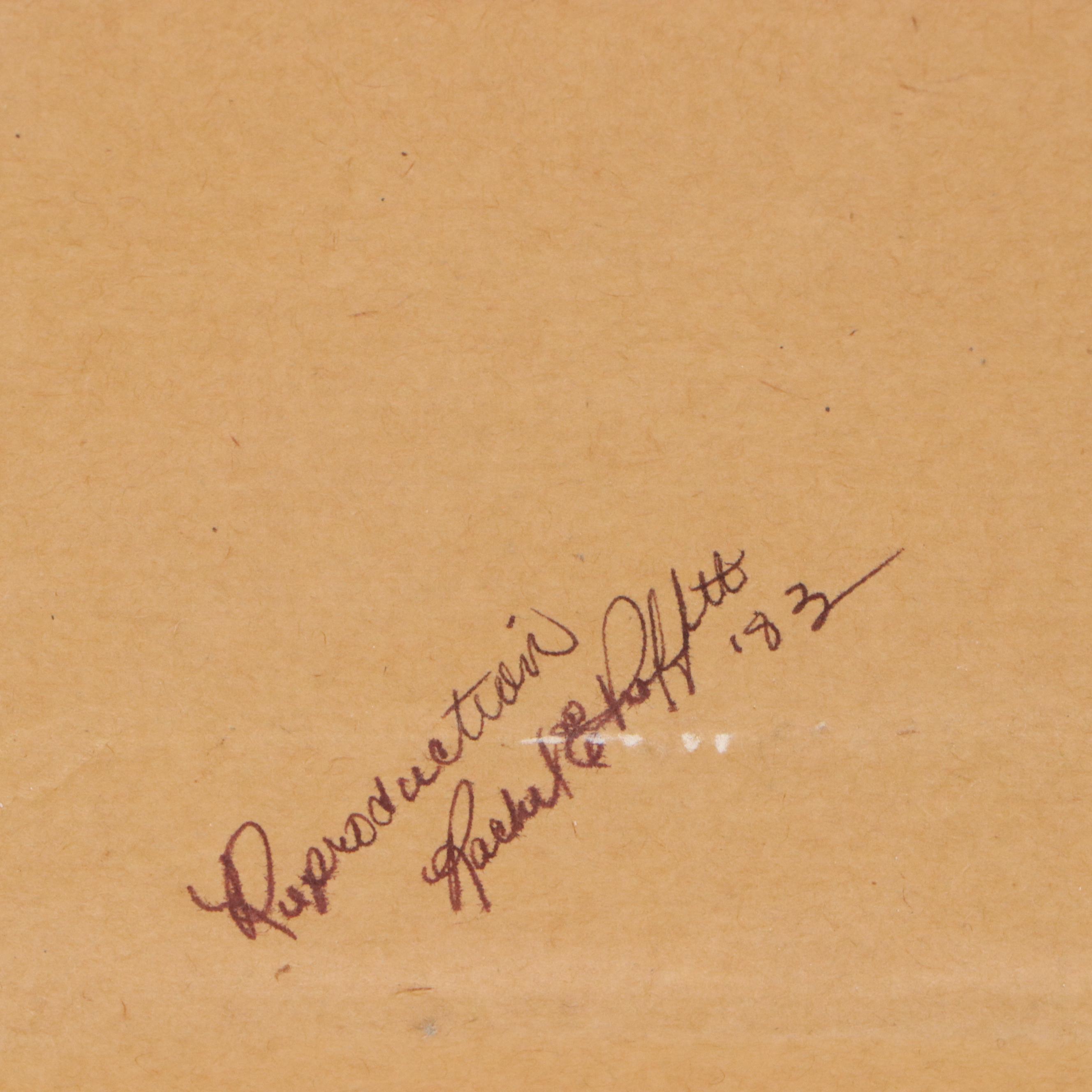 Rachel Proffitt Oil Painting of Pair of Children with Rocking Horse, 1983